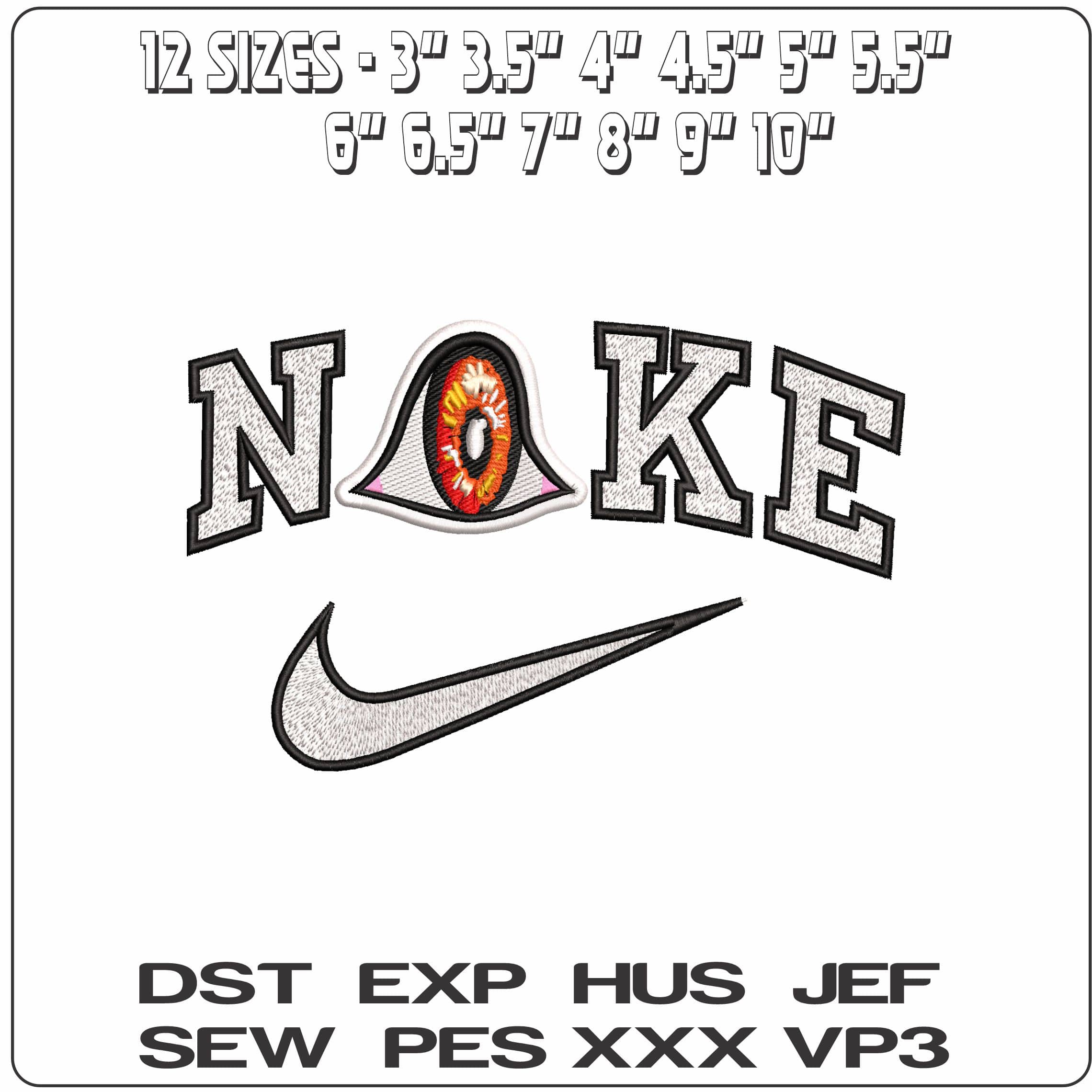 Nike Zombie Bloodshot Eye  - Elegant embroidery design file-instant download — view 2