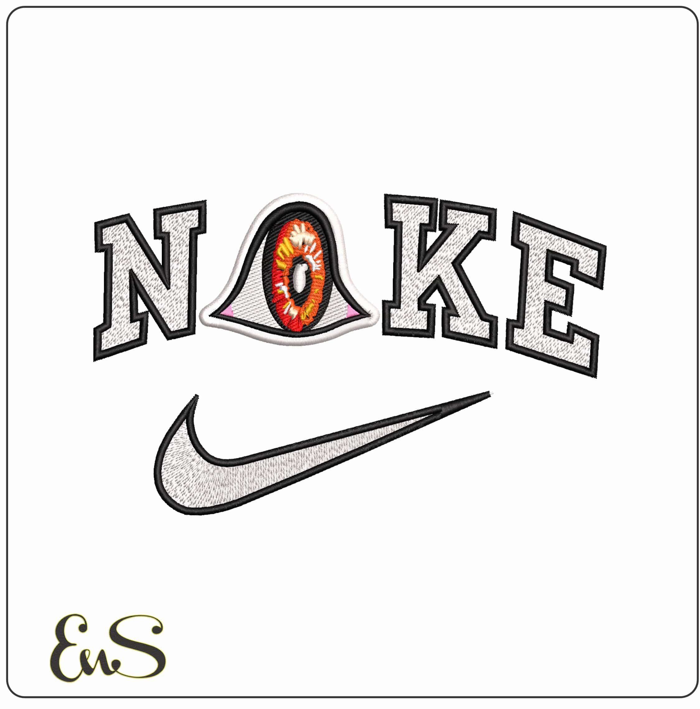 Nike Zombie Bloodshot Eye  - Elegant embroidery design file-instant download