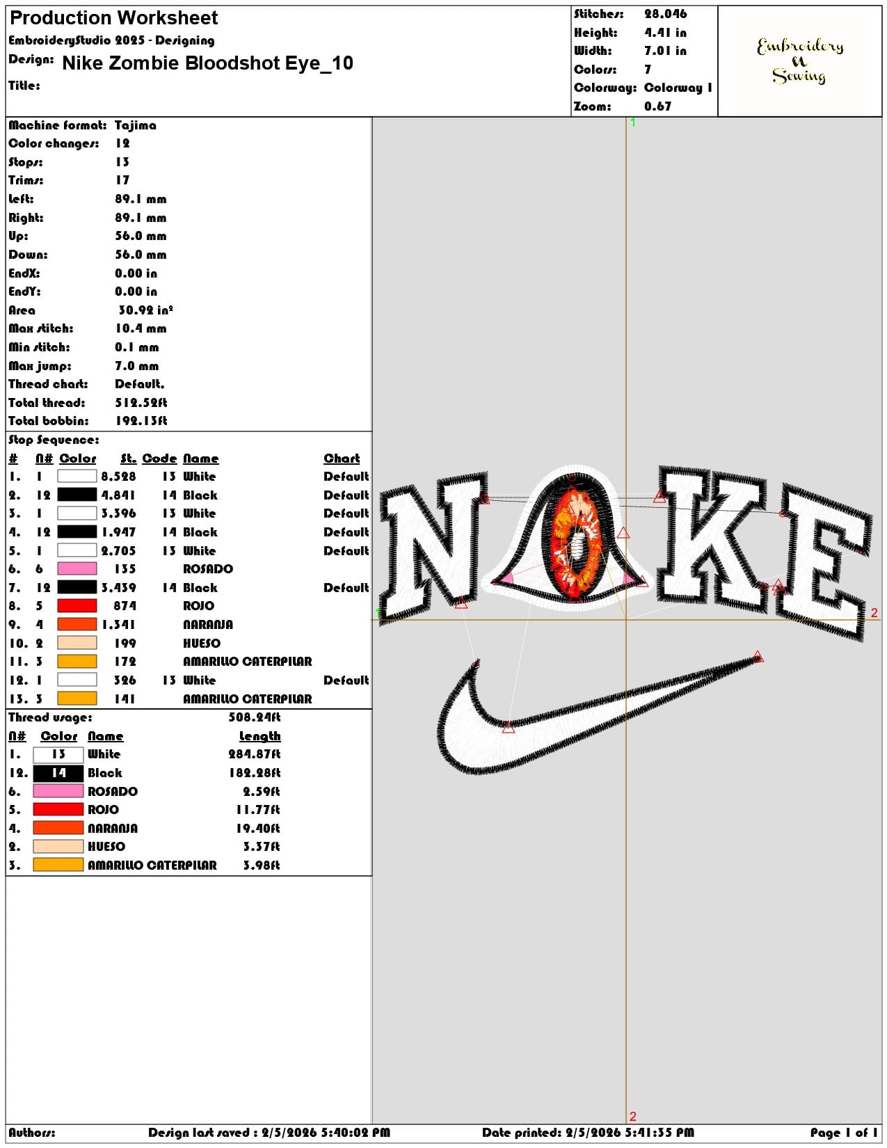 Nike Zombie Bloodshot Eye  - Elegant embroidery design file-instant download — view 3