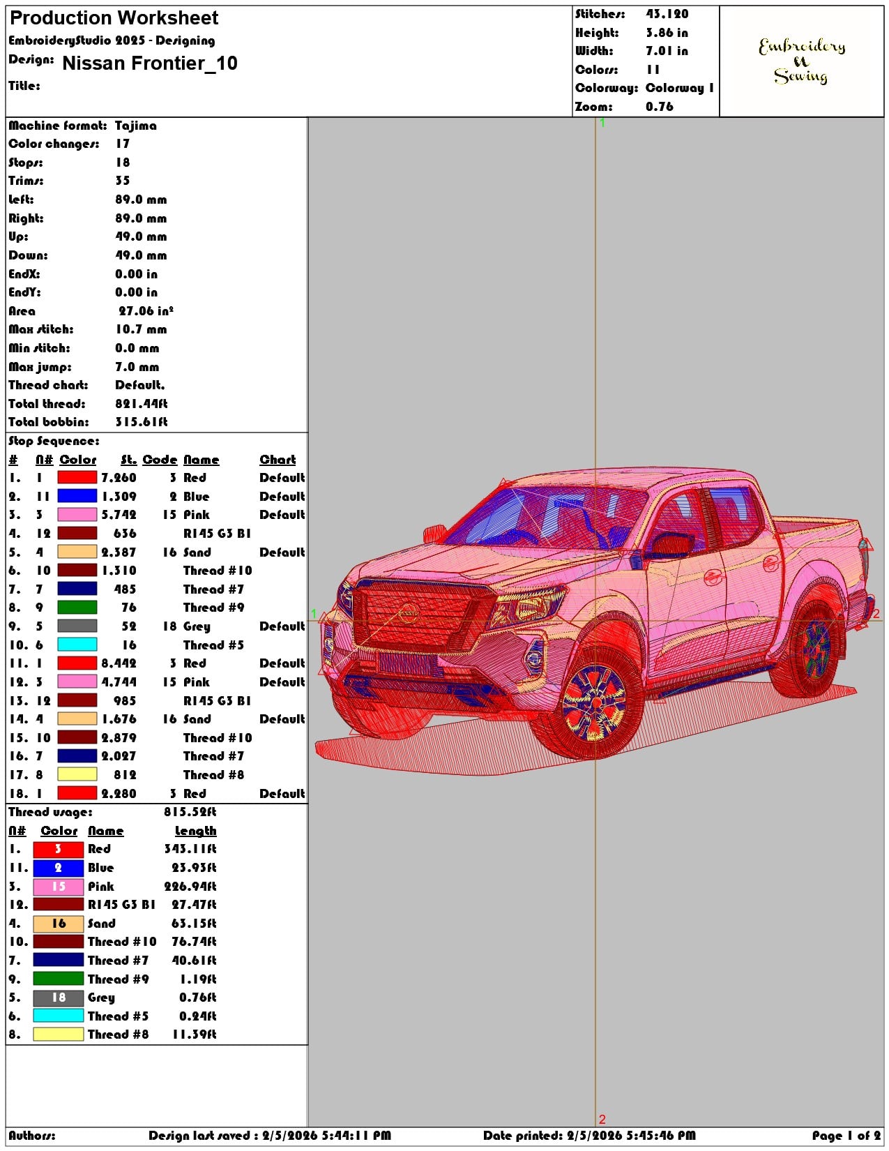 Nissan Frontier  - Elegant embroidery design file-instant download — view 3