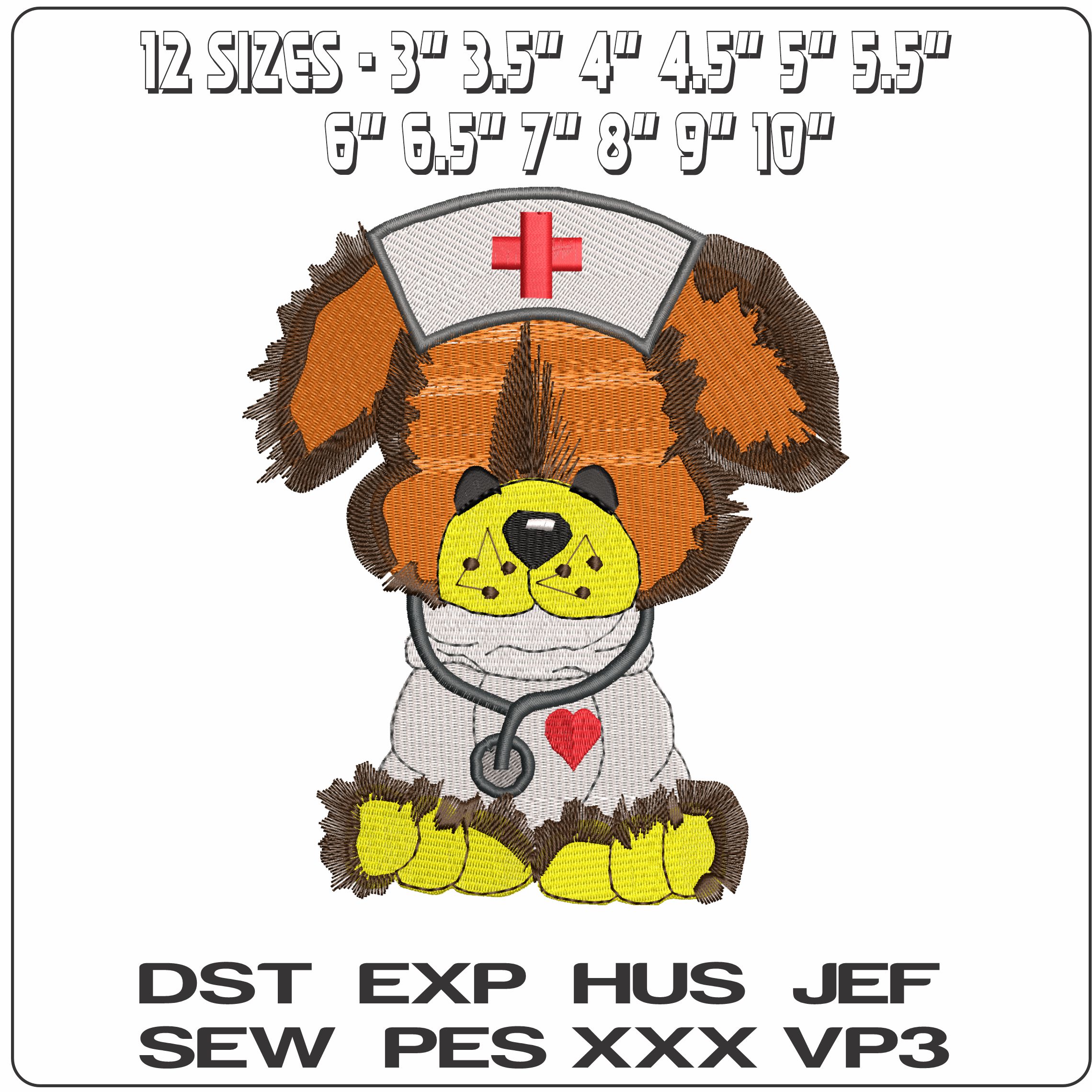 Nurse Dog  - Elegant embroidery design file-instant download — view 2