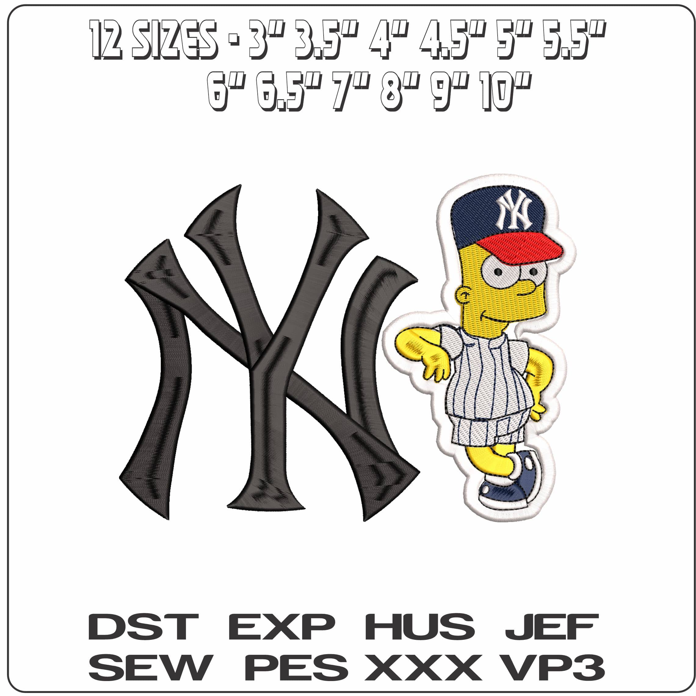 NY Bart Baseball The Simpsons  - Elegant embroidery design file-instant download — view 2