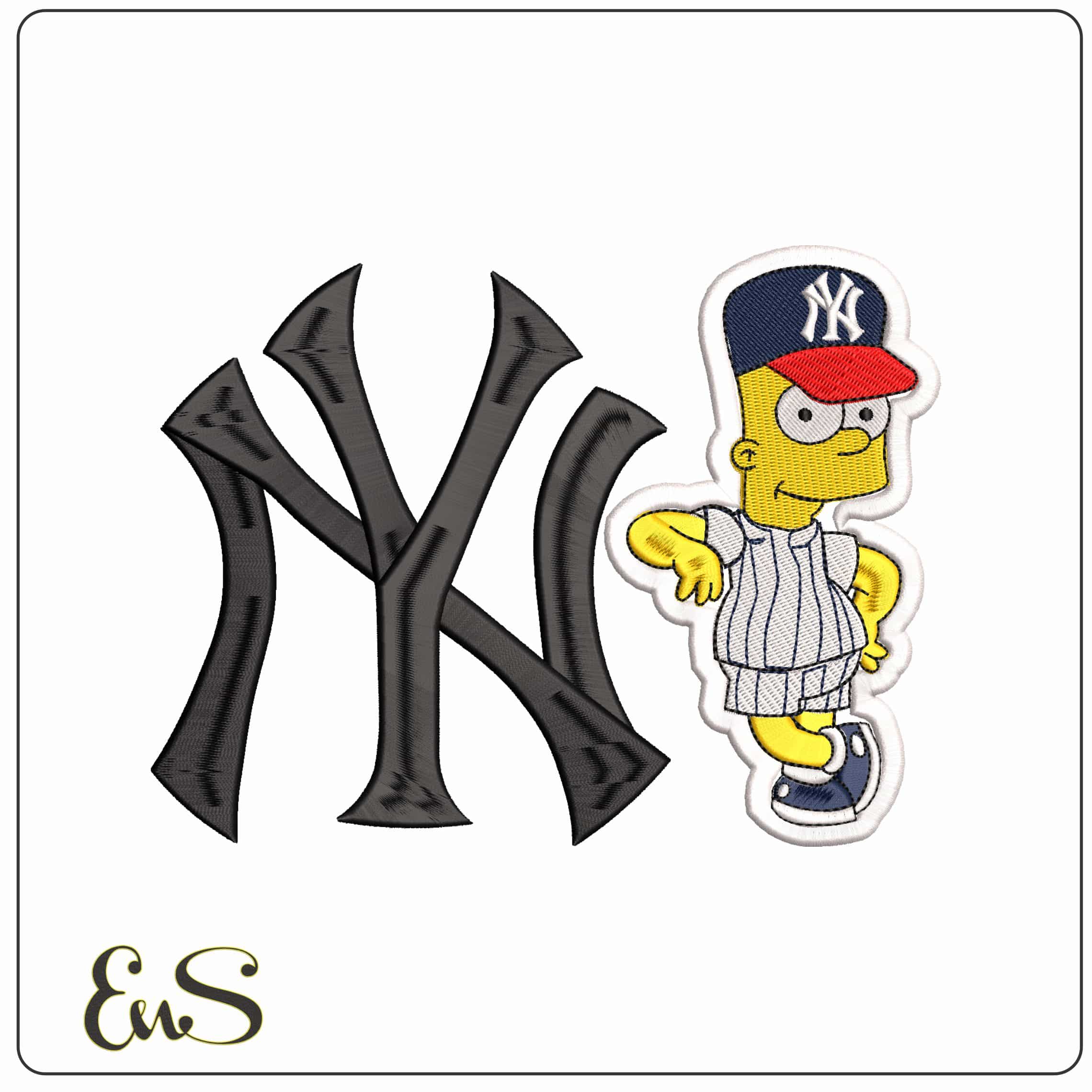 NY Bart Baseball The Simpsons  - Elegant embroidery design file-instant download