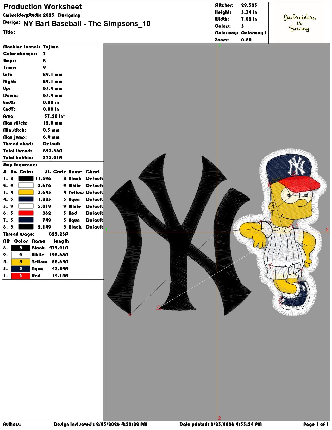 NY Bart Baseball The Simpsons  - Elegant embroidery design file-instant download — view 3