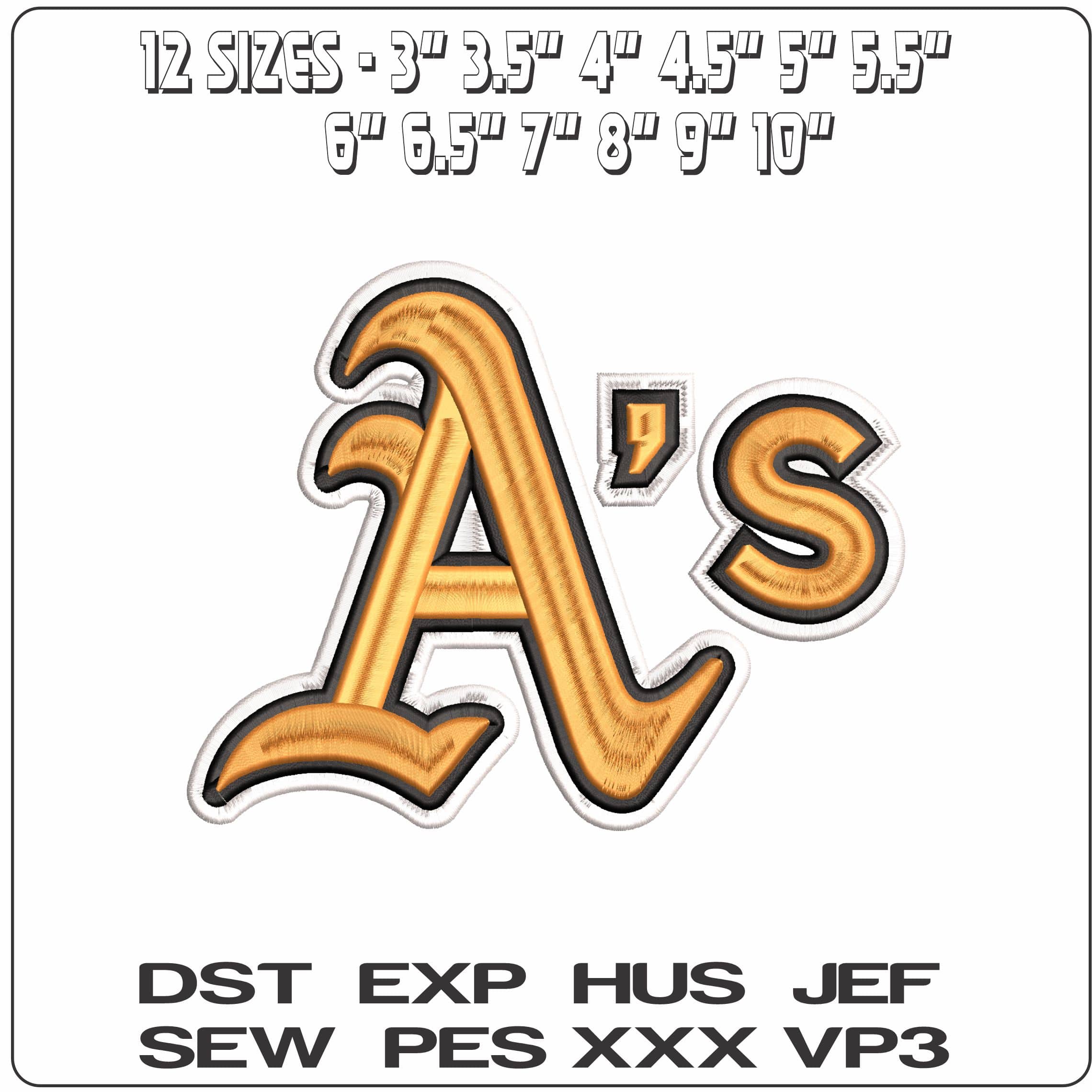 Oakland Athletics As MLB  - Elegant embroidery design file-instant download — view 2