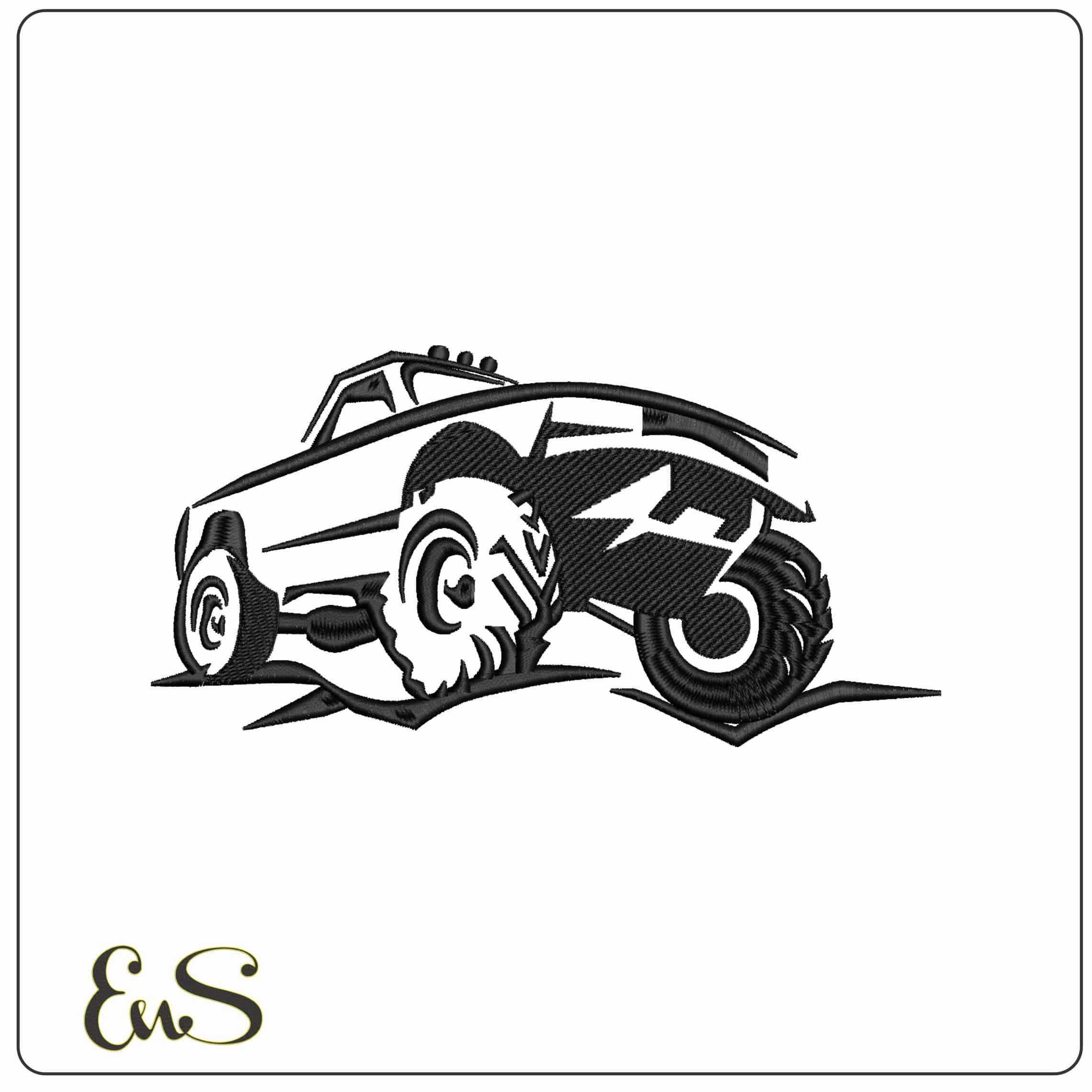 Off Road on Rocks Line Drawing  - Elegant embroidery design file-instant download