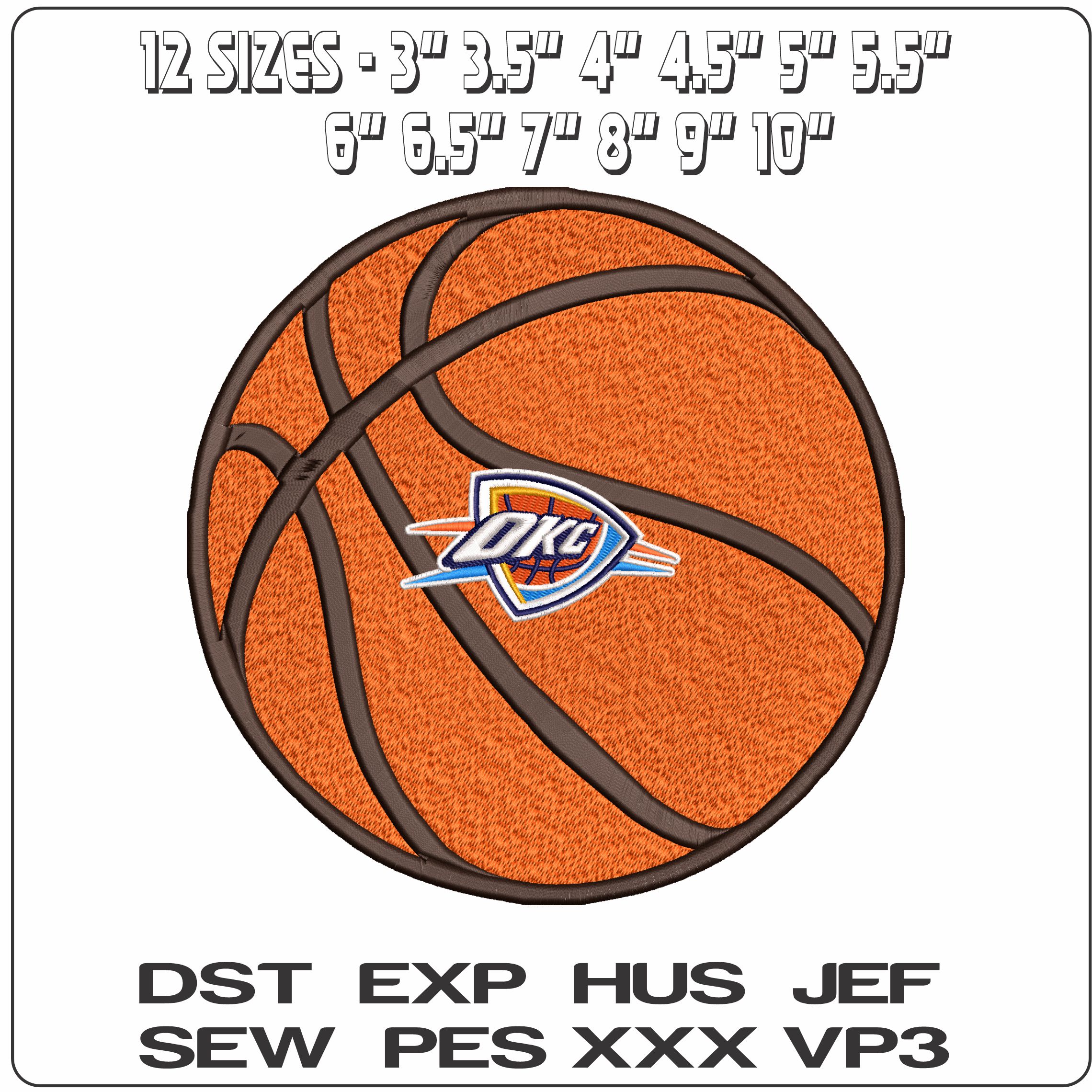 Oklahoma City Thunder Basketball NBA  - Elegant embroidery design file-instant download — view 2