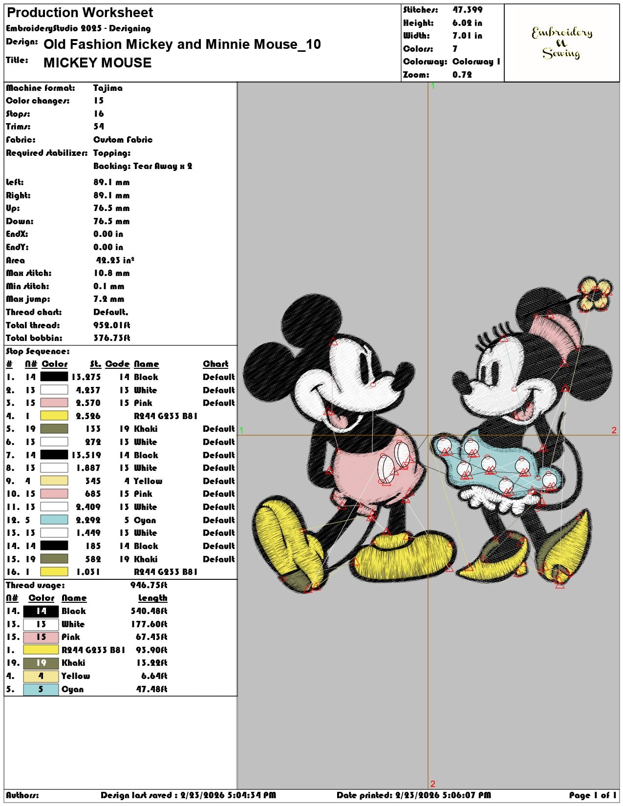 Old Fashion Mickey and Minnie Mouse  - Elegant embroidery design file-instant download — view 3