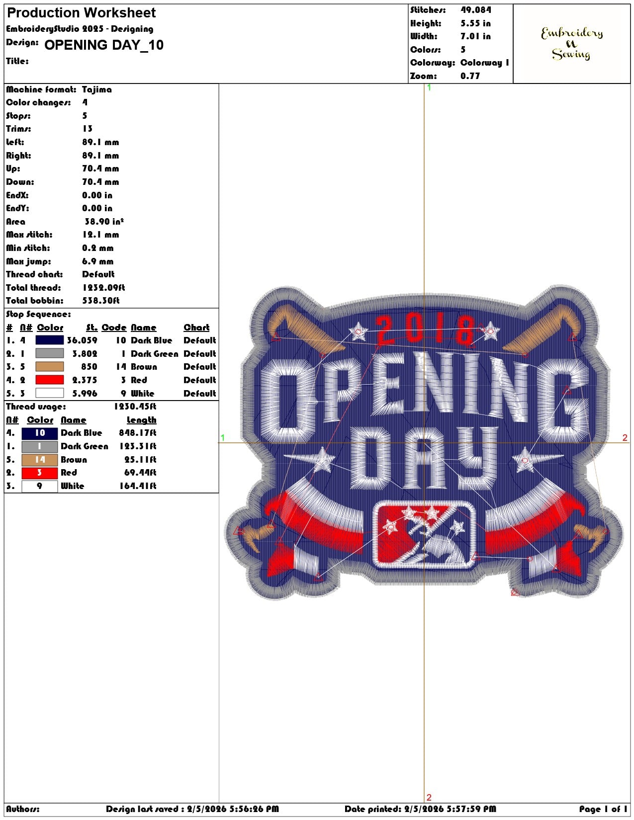 OPENING DAY  - Elegant embroidery design file-instant download — view 3