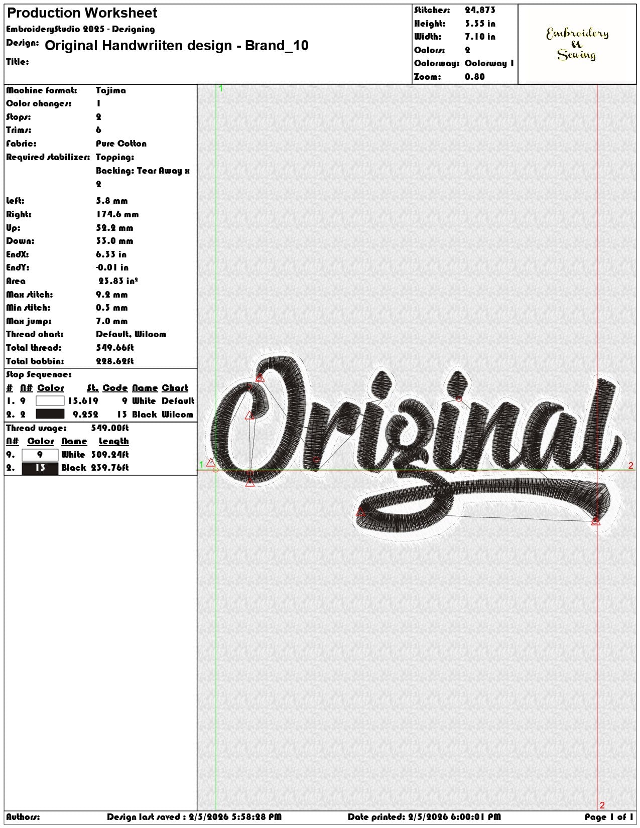 Original Handwriiten design Brand  - Elegant embroidery design file-instant download — view 3