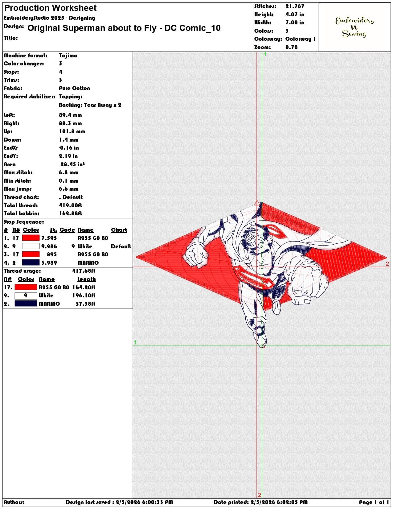 Original Superman about to Fly DC Comic  - Elegant embroidery design file-instant download — view 3