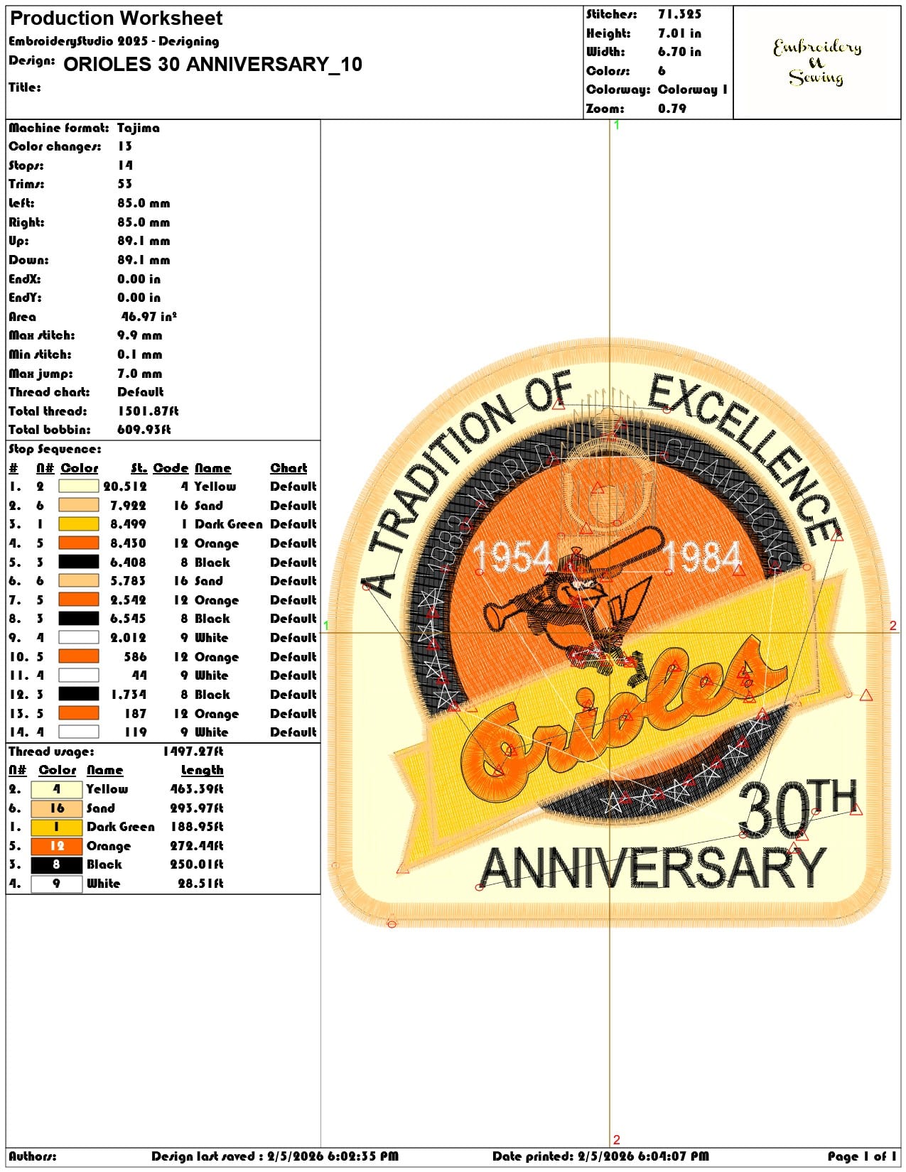 ORIOLES 30 ANNIVERSARY  - Elegant embroidery design file-instant download — view 3