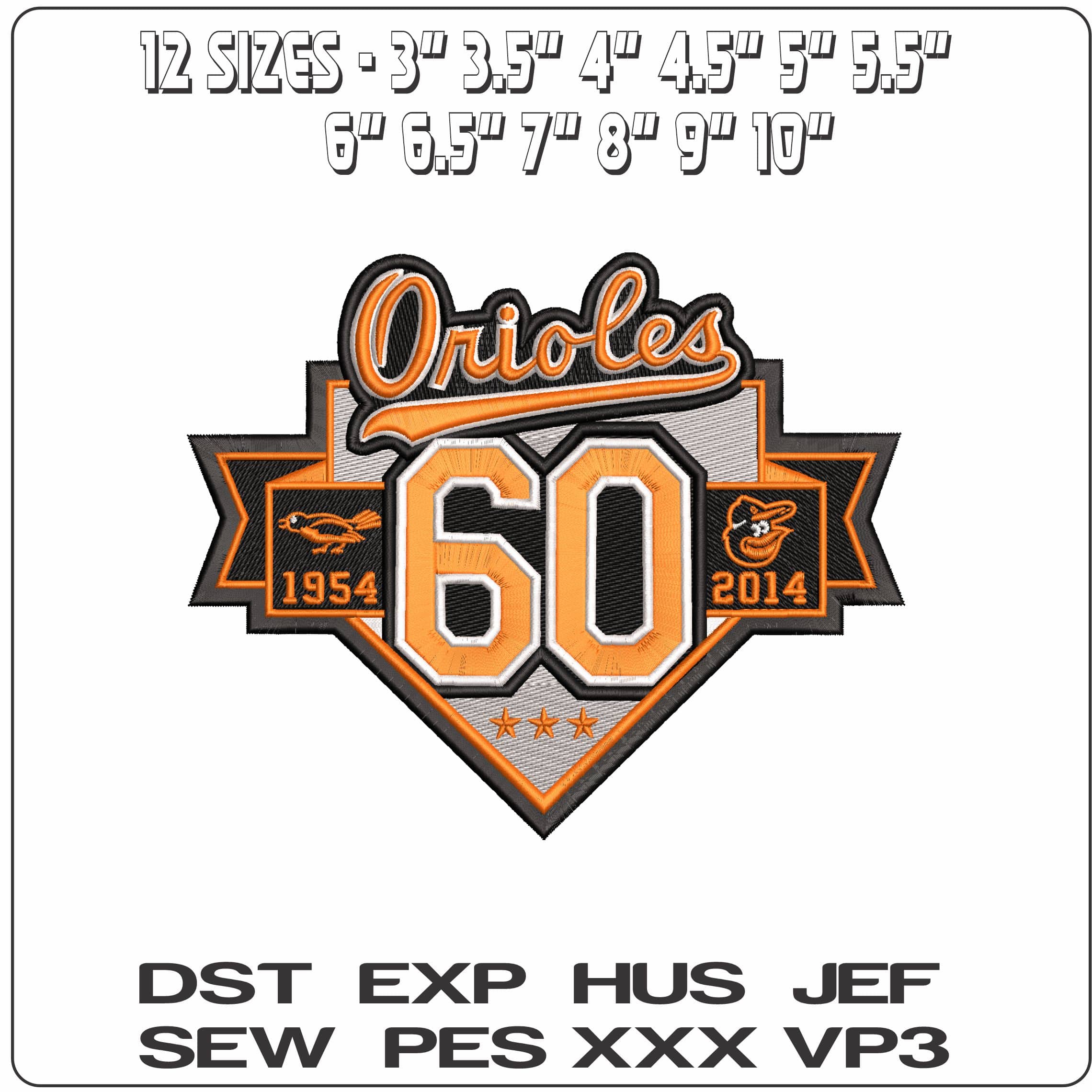 ORIOLES 60  - Elegant embroidery design file-instant download — view 2