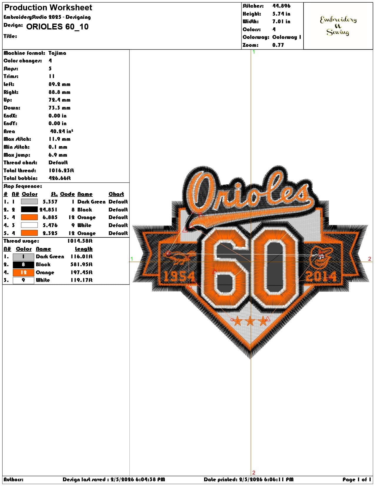 ORIOLES 60  - Elegant embroidery design file-instant download — view 3