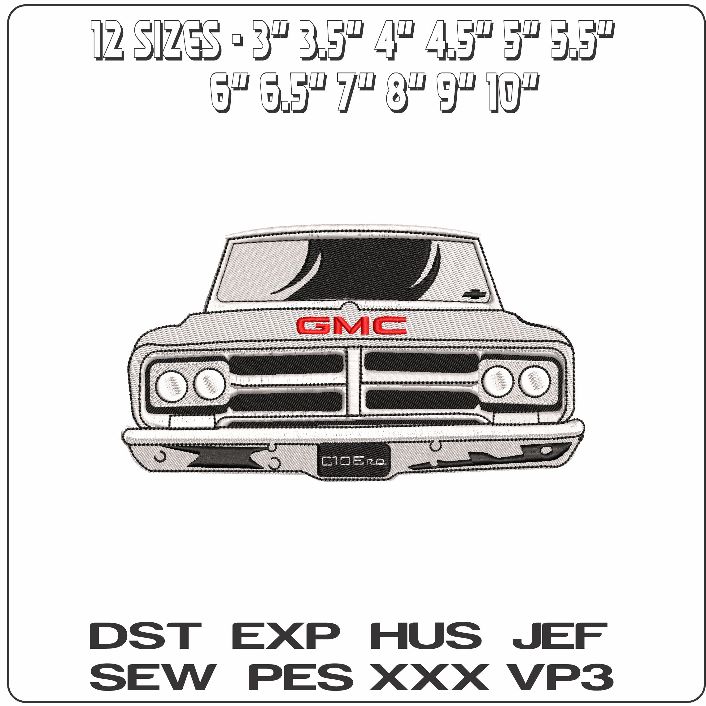 Outline GMC Truck  - Elegant embroidery design file-instant download — view 2