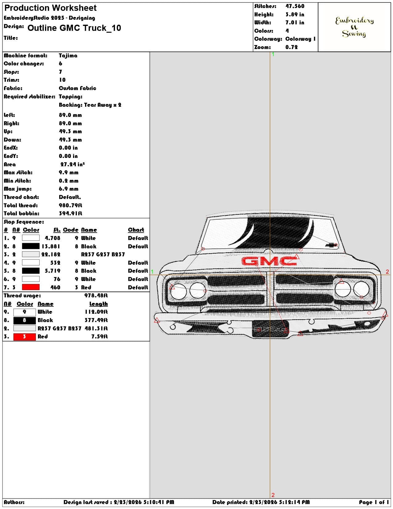 Outline GMC Truck  - Elegant embroidery design file-instant download — view 3