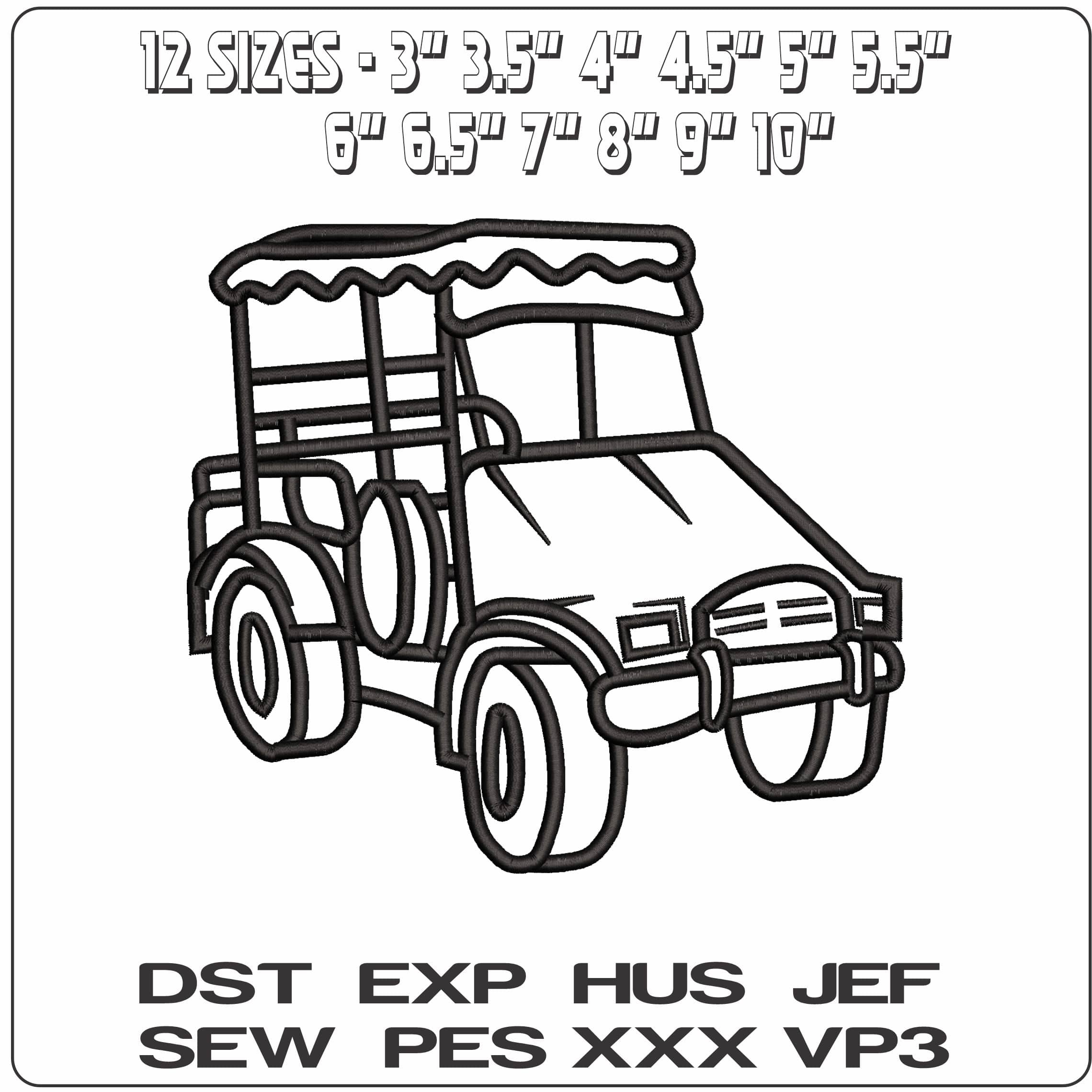 Outline Golf Cart  - Elegant embroidery design file-instant download — view 2