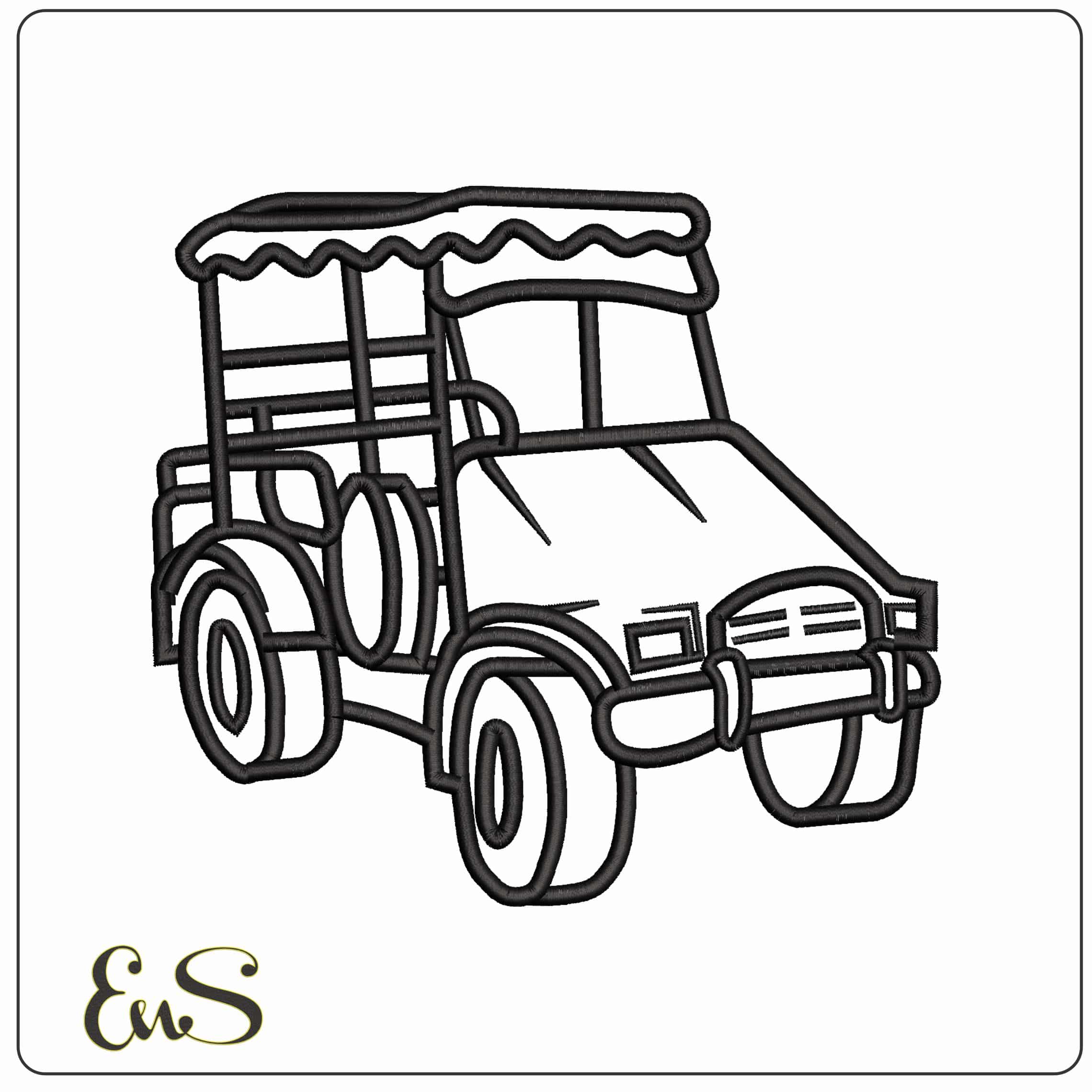 Outline Golf Cart  - Elegant embroidery design file-instant download