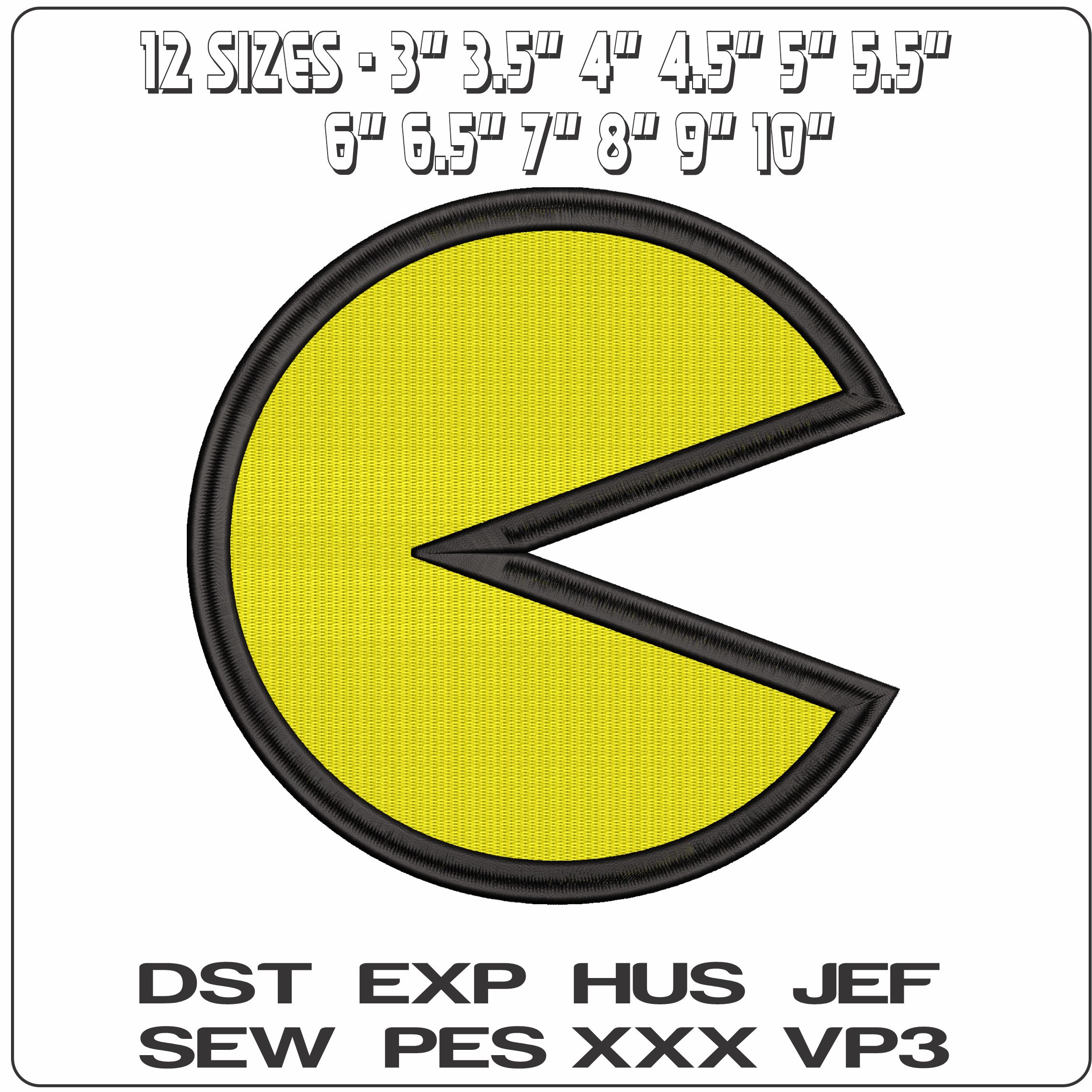 Pac Man   - Elegant embroidery design file-instant download — view 2
