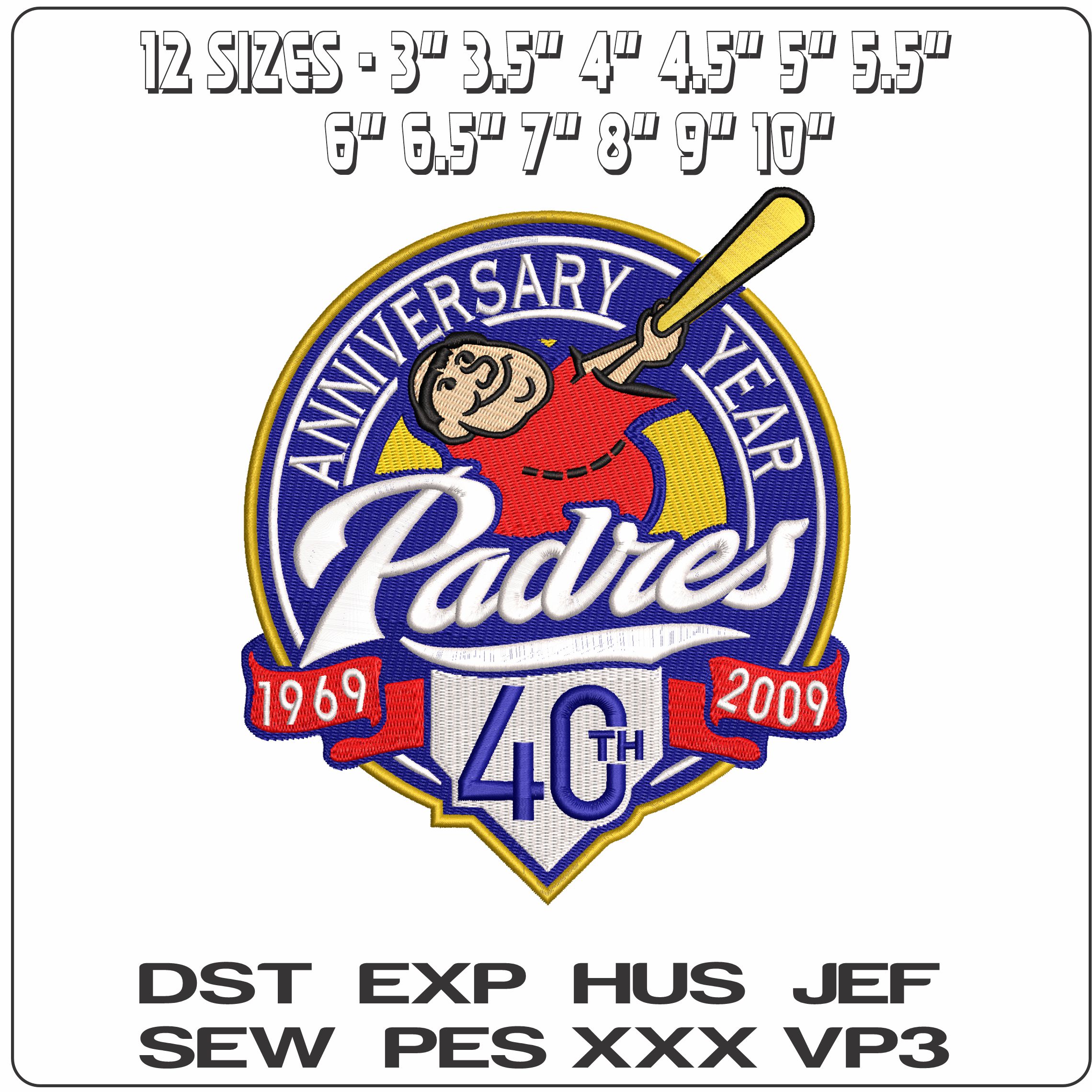 Padres 40   - Elegant embroidery design file-instant download — view 2