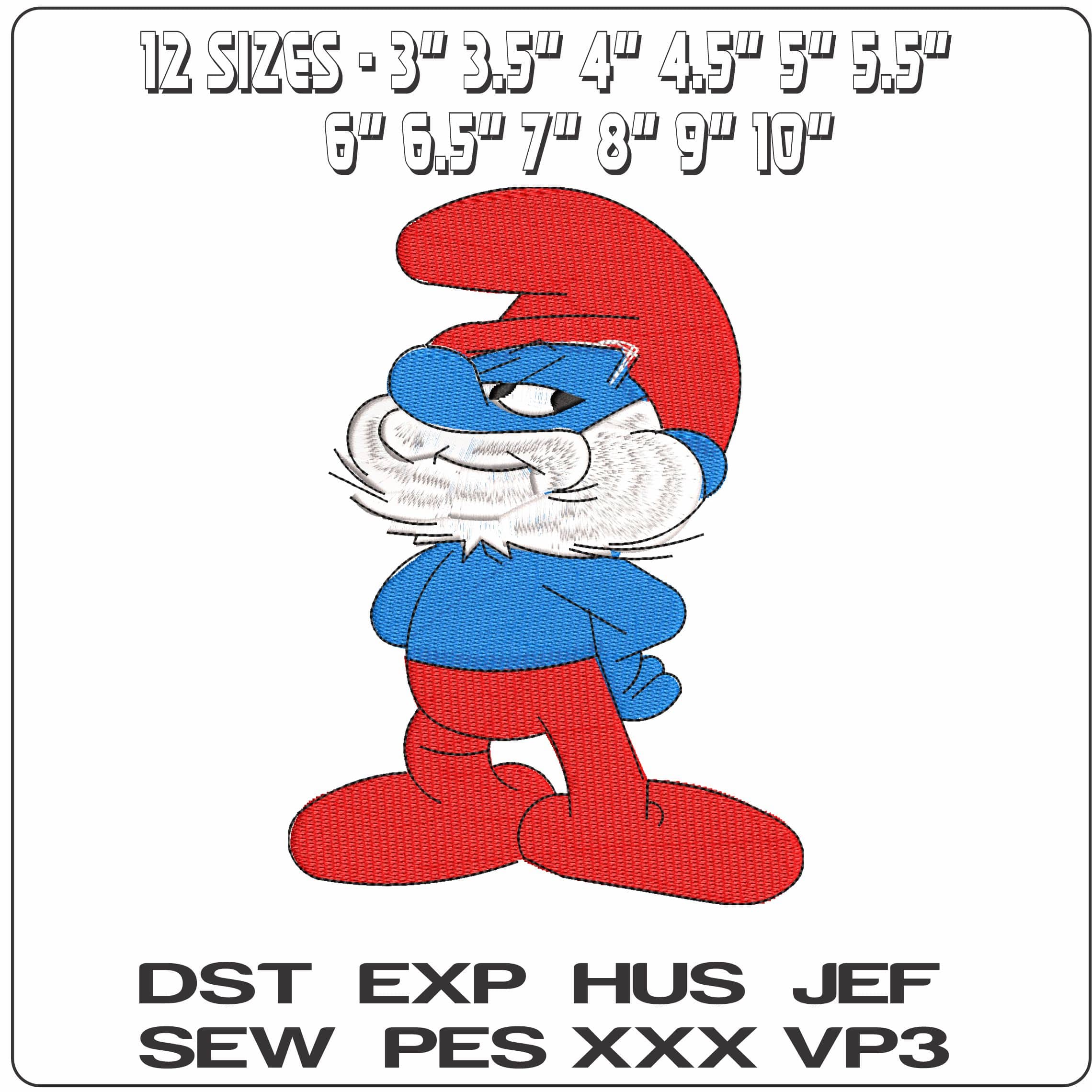 Papa Smurf The Smurfs Cartoon   - Elegant embroidery design file-instant download — view 2