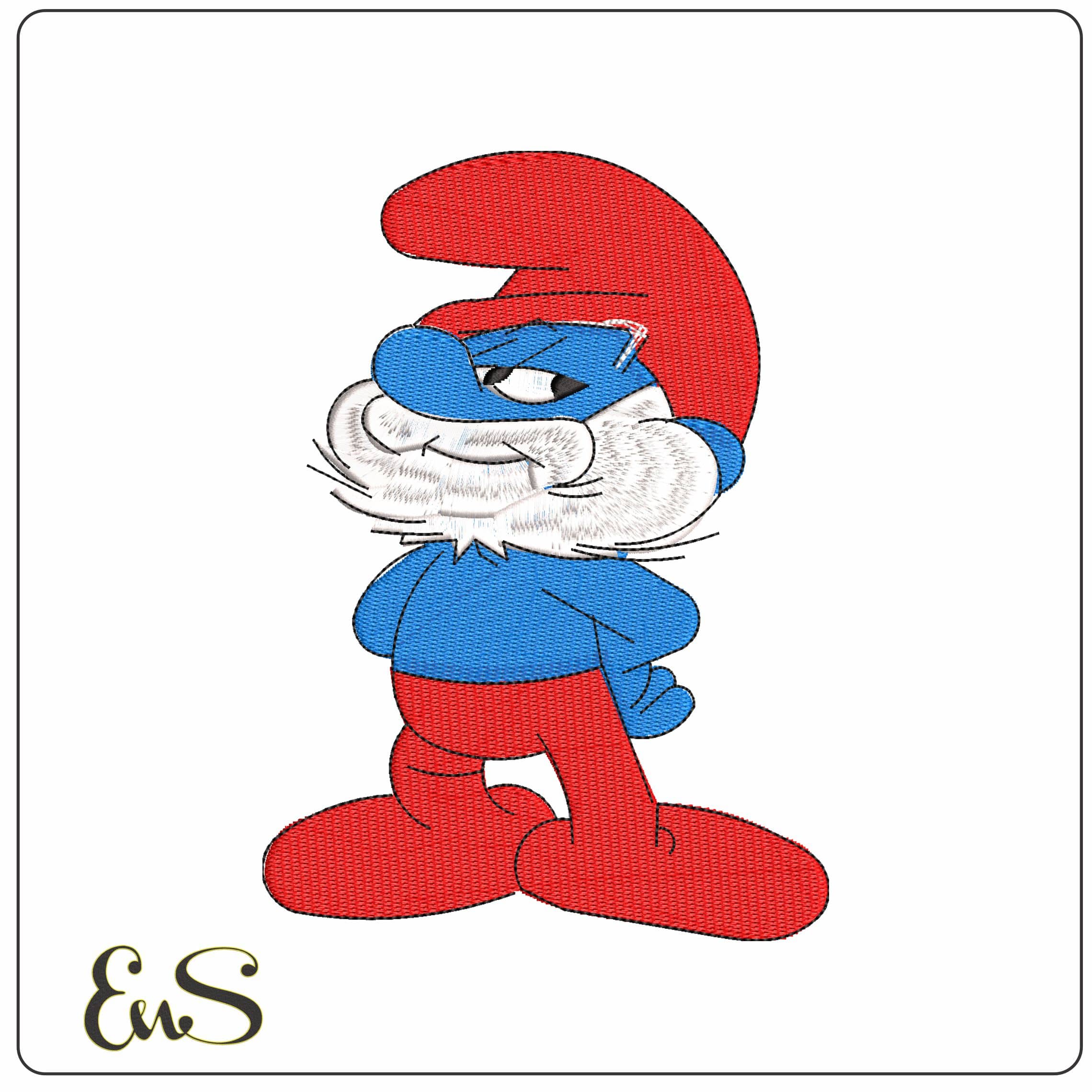 Papa Smurf The Smurfs Cartoon   - Elegant embroidery design file-instant download