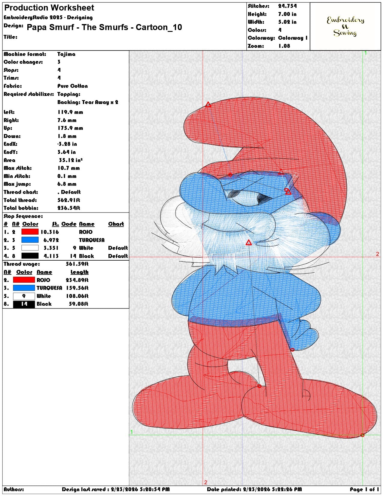 Papa Smurf The Smurfs Cartoon   - Elegant embroidery design file-instant download — view 3