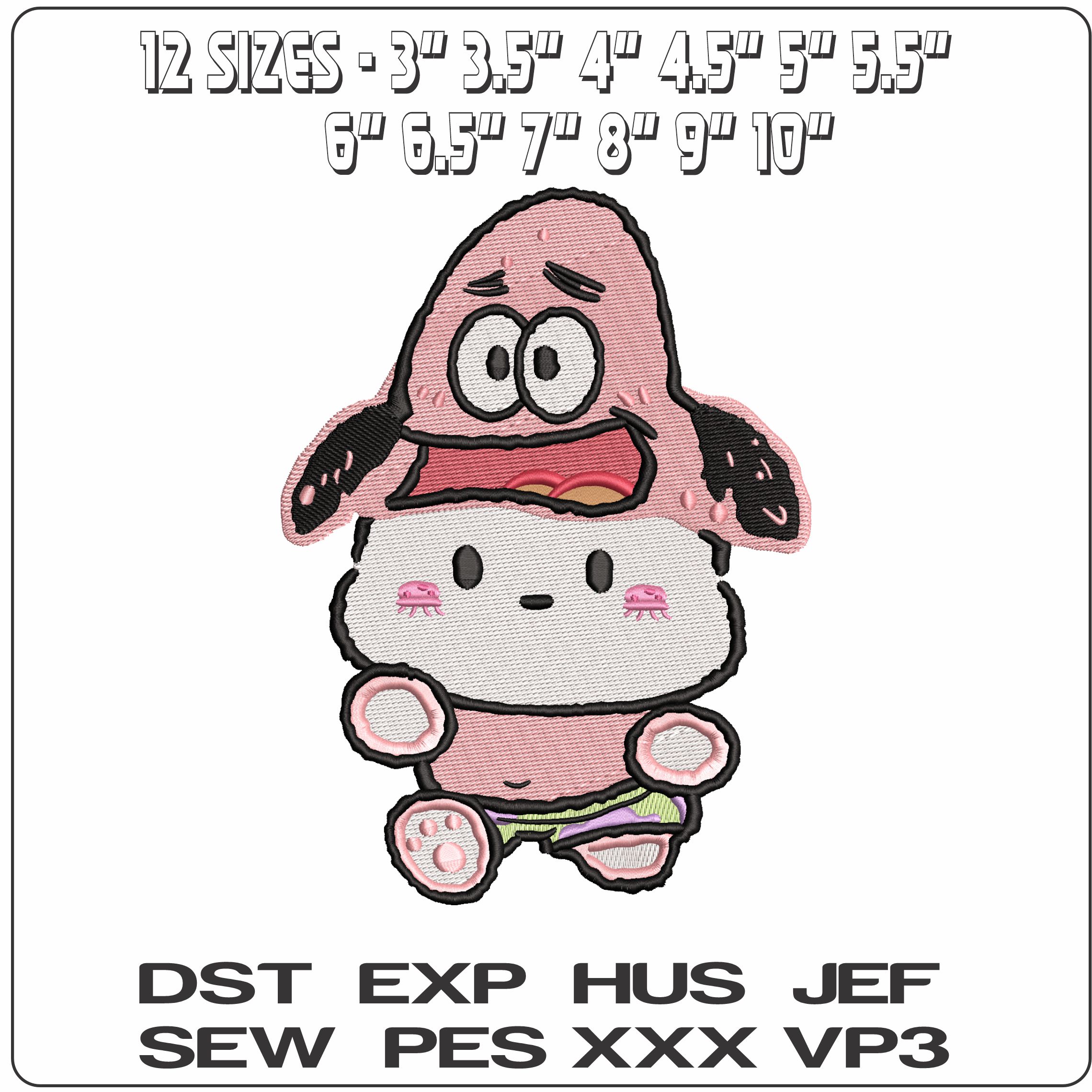 Patrick Start Hello Kitty Outfit   - Elegant embroidery design file-instant download — view 2