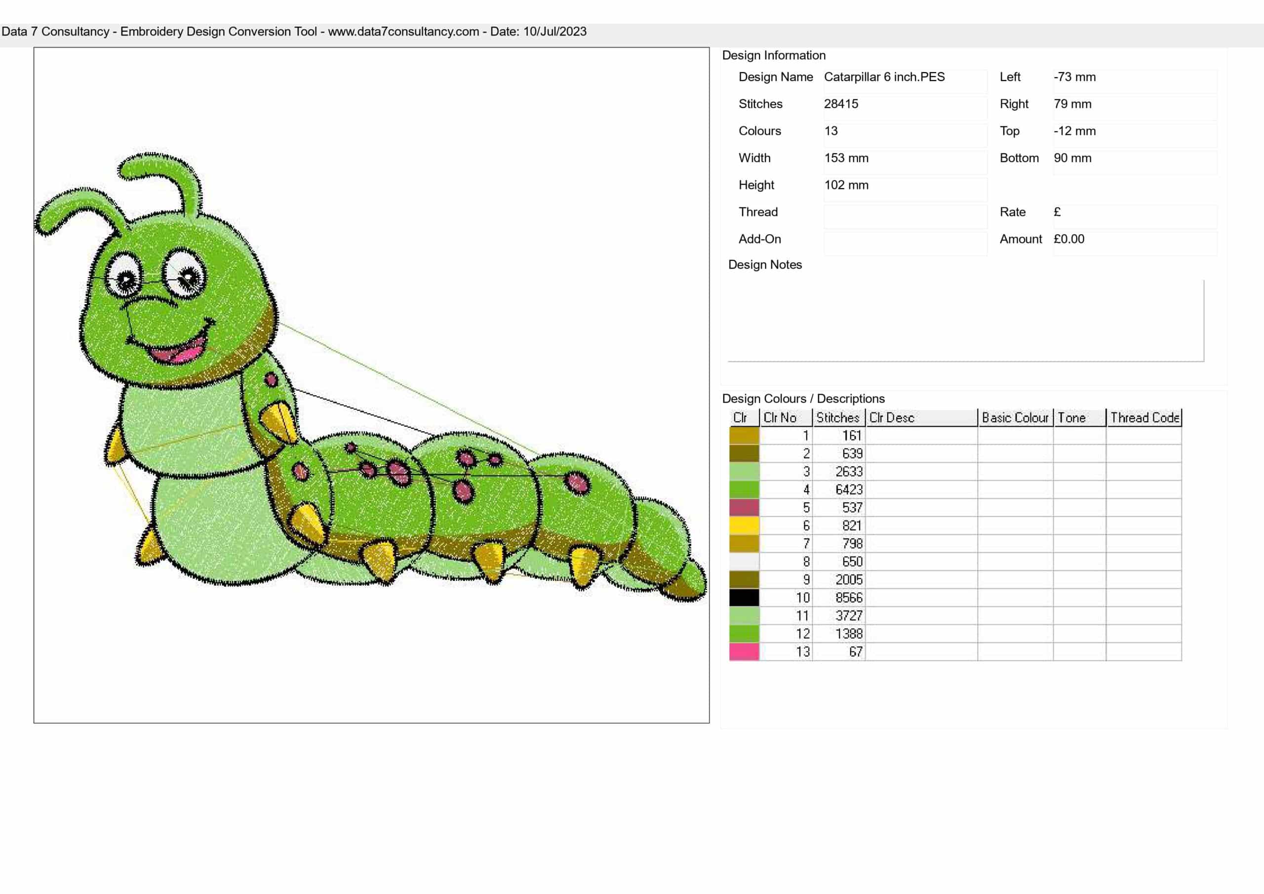 Caterpillar embroidery designs - Insect embroidery design machine pattern - Baby embroidery file - instant download Caterpillar in a frame — view 2