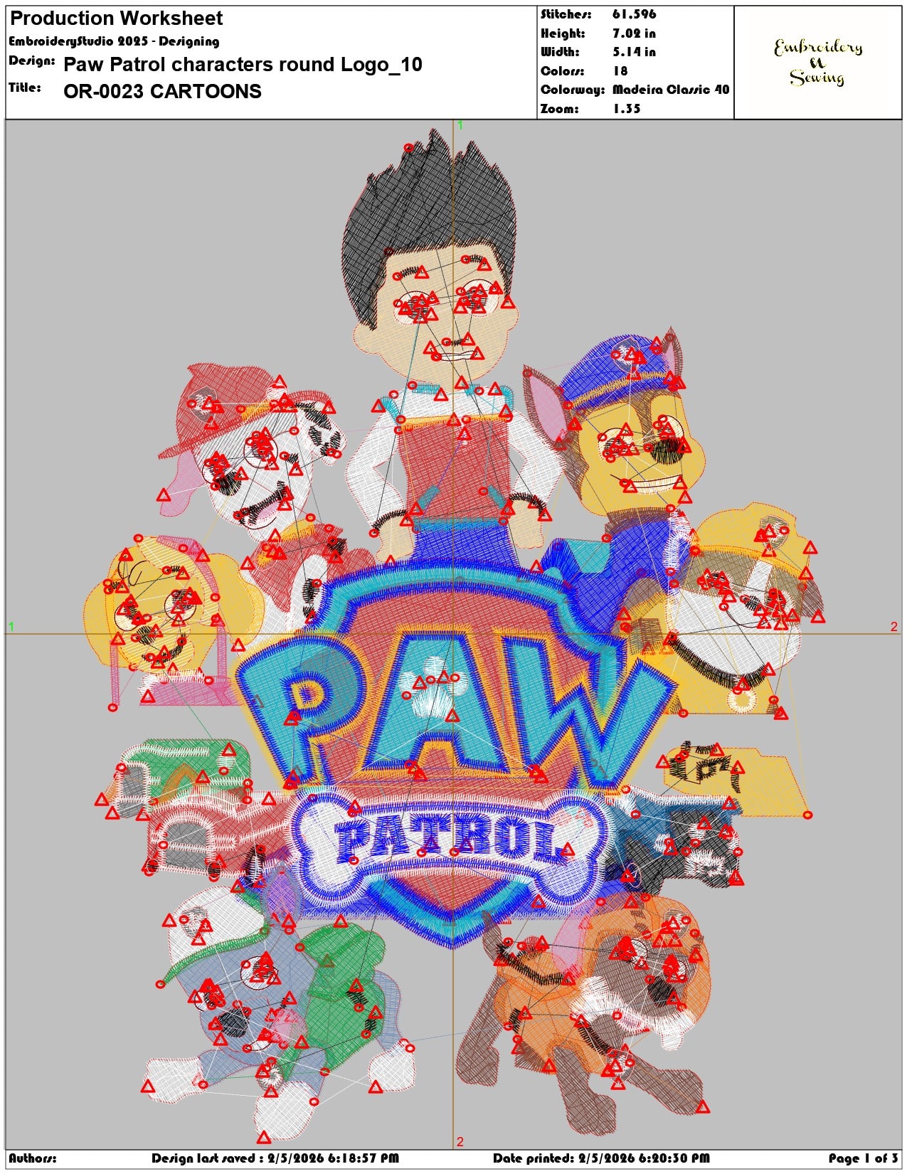 Paw Patrol characters round Logo   - Elegant embroidery design file-instant download — view 5