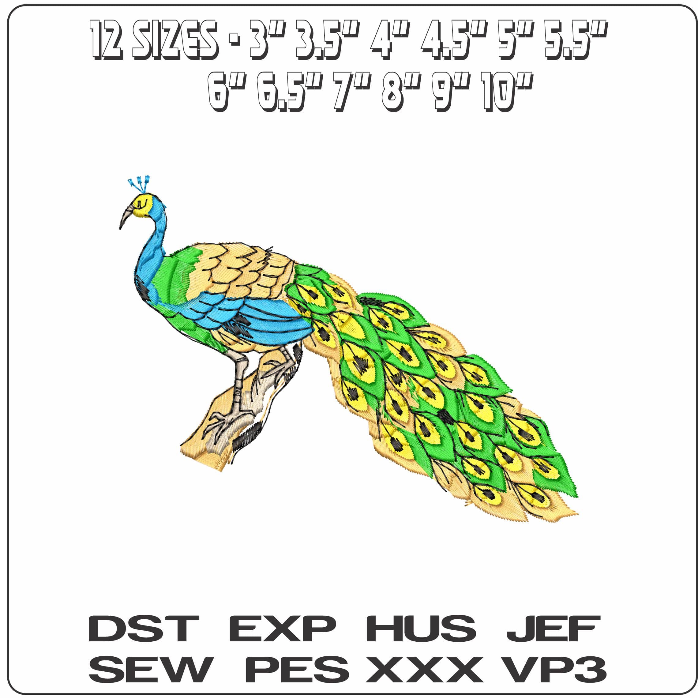 Peacock   - Elegant embroidery design file-instant download — view 2