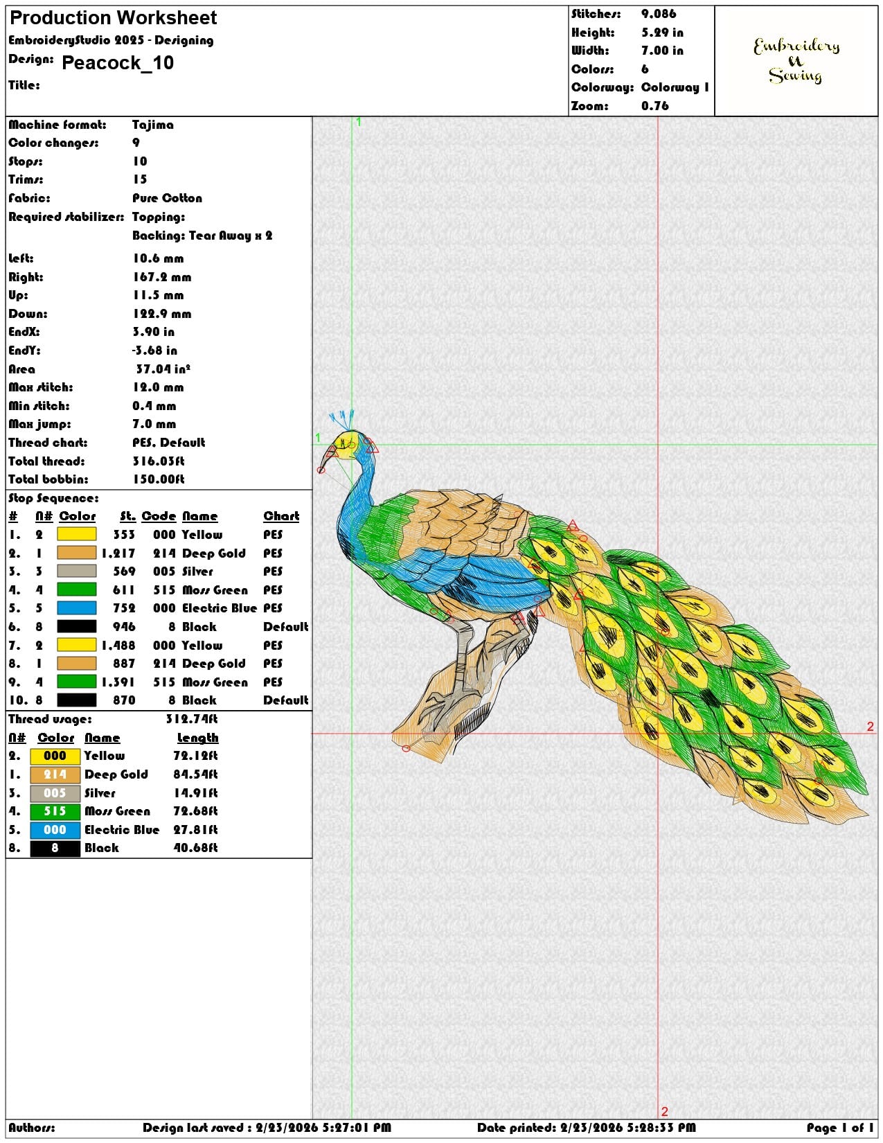 Peacock   - Elegant embroidery design file-instant download — view 3