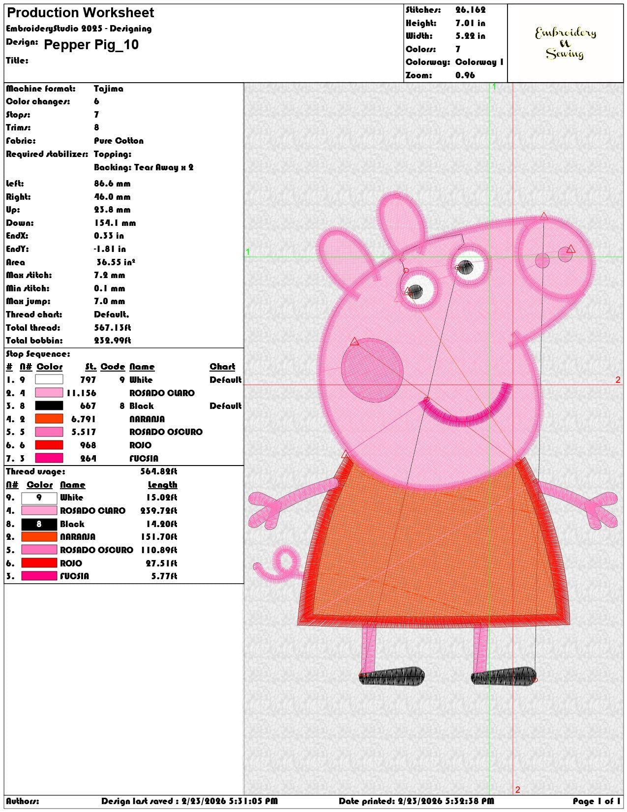 Pepper Pig   - Elegant embroidery design file-instant download — view 3