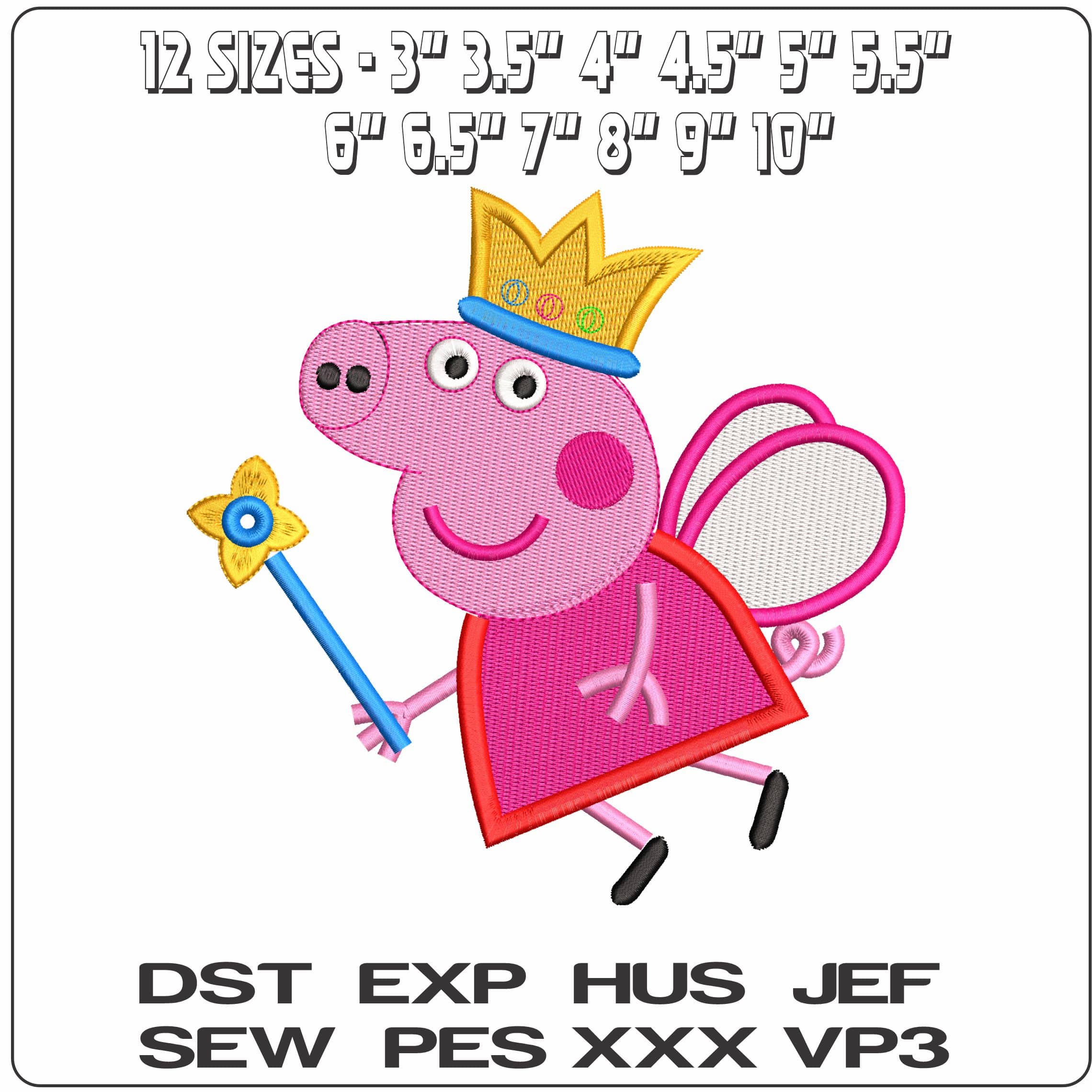 Pepper Pig Fairy Flying   - Elegant embroidery design file-instant download — view 2