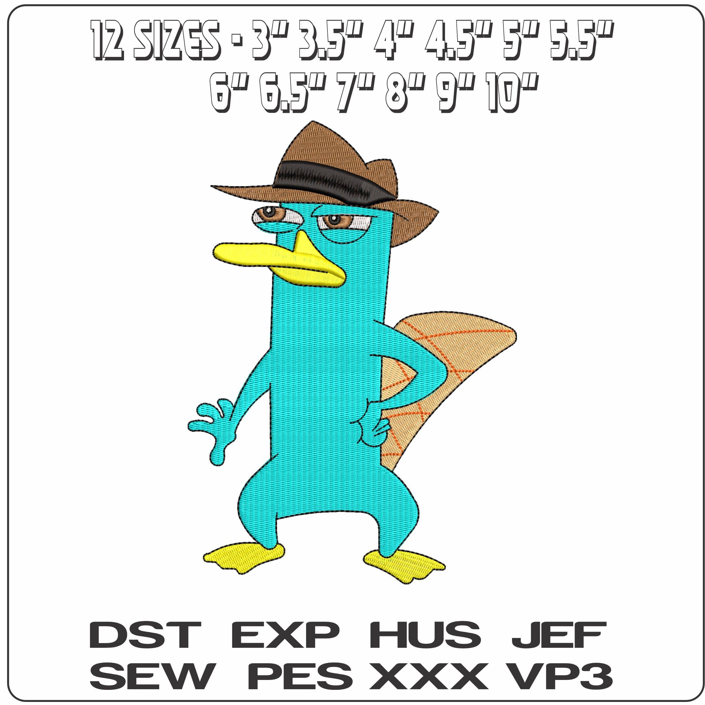 Perry the Platypus Agent PI Phineas and Ferb Cartoon   - Elegant embroidery design file-instant download — view 2