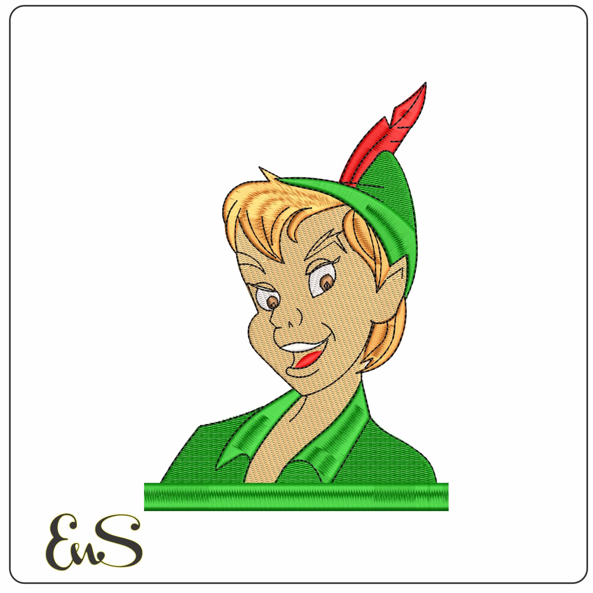 Peter Pan Head Peter Pan Cartoon   - Elegant embroidery design file-instant download