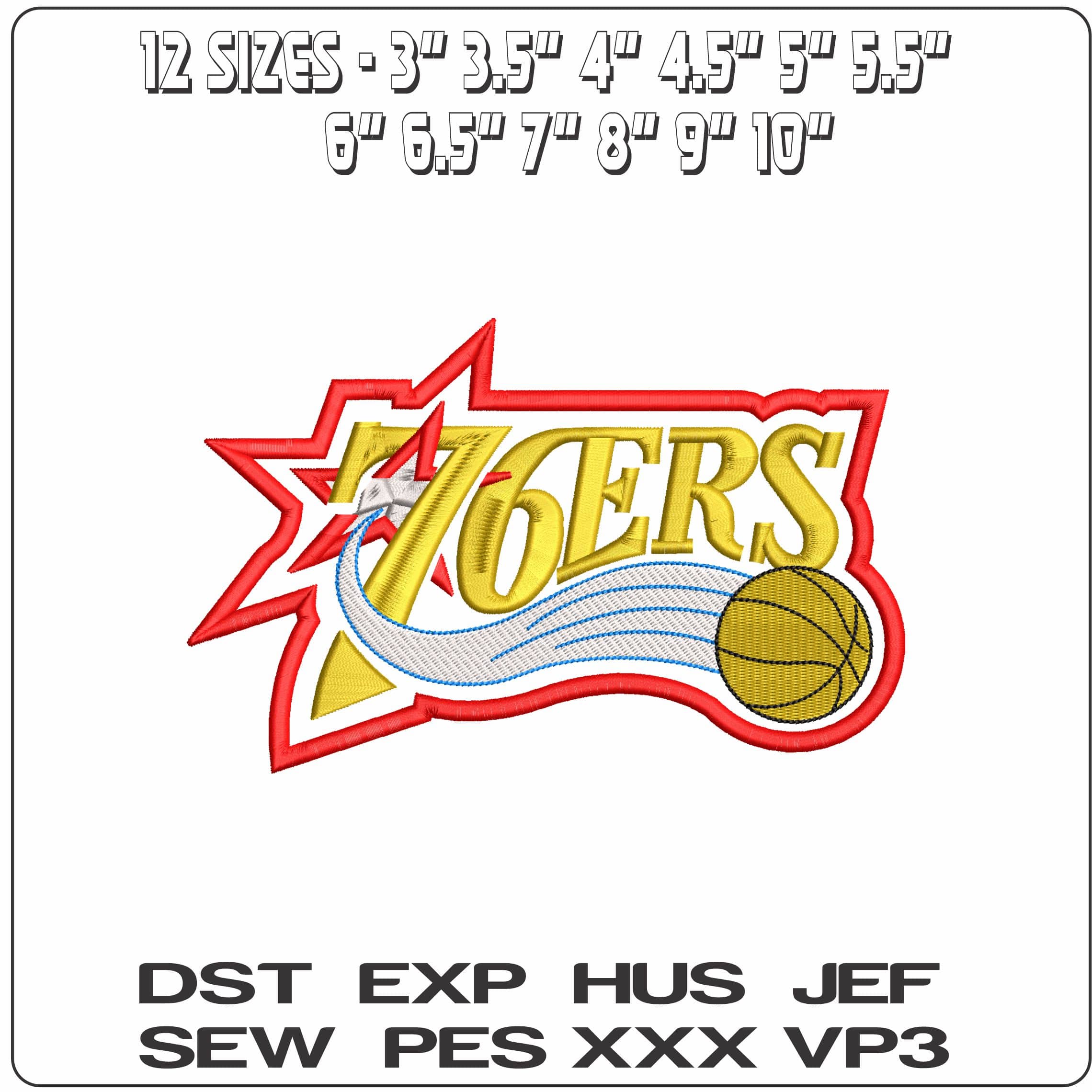 Philadelphia 76ers NBA   - Elegant embroidery design file-instant download — view 2