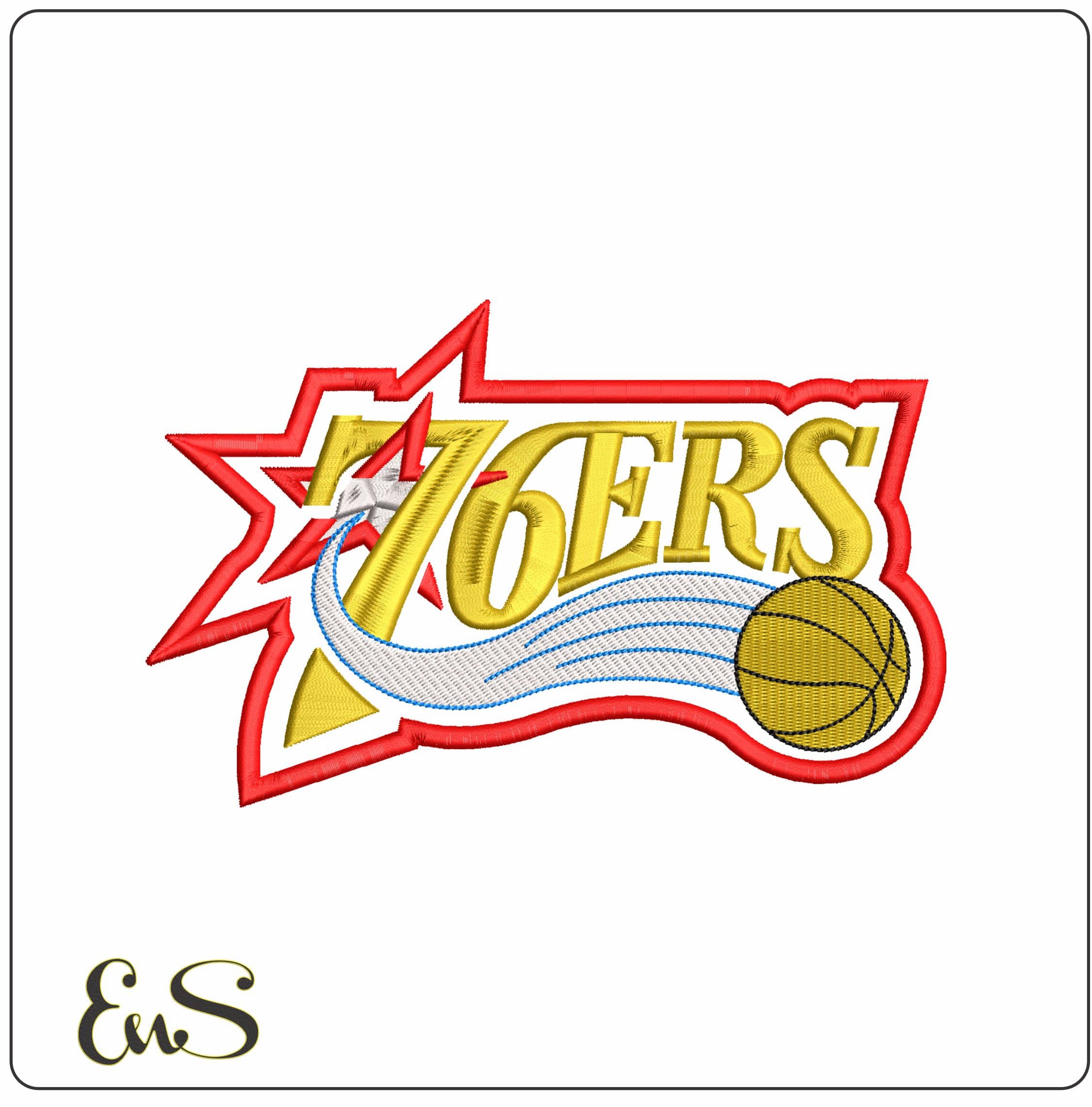 Philadelphia 76ers NBA   - Elegant embroidery design file-instant download