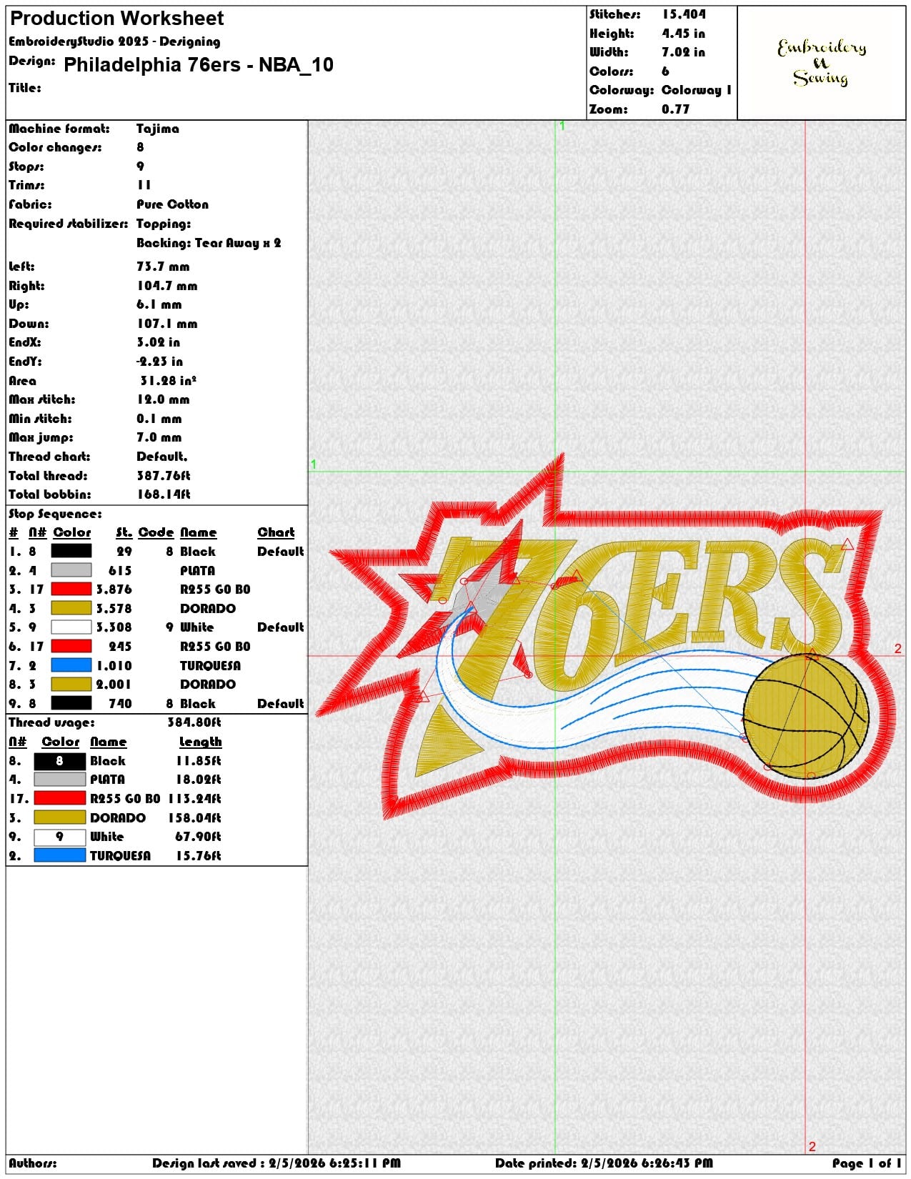 Philadelphia 76ers NBA   - Elegant embroidery design file-instant download — view 3