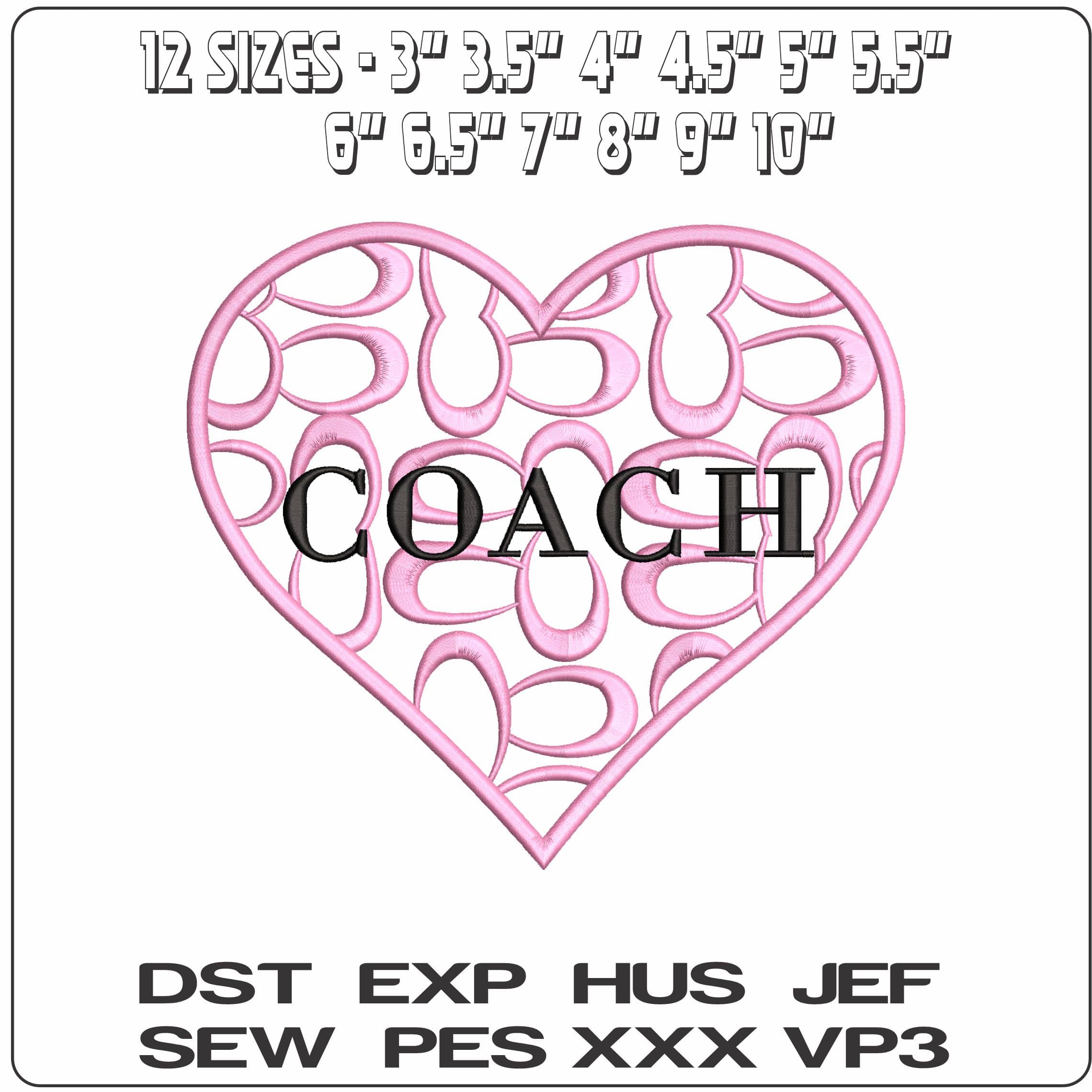 Pink Coach Heart   - Elegant embroidery design file-instant download — view 2