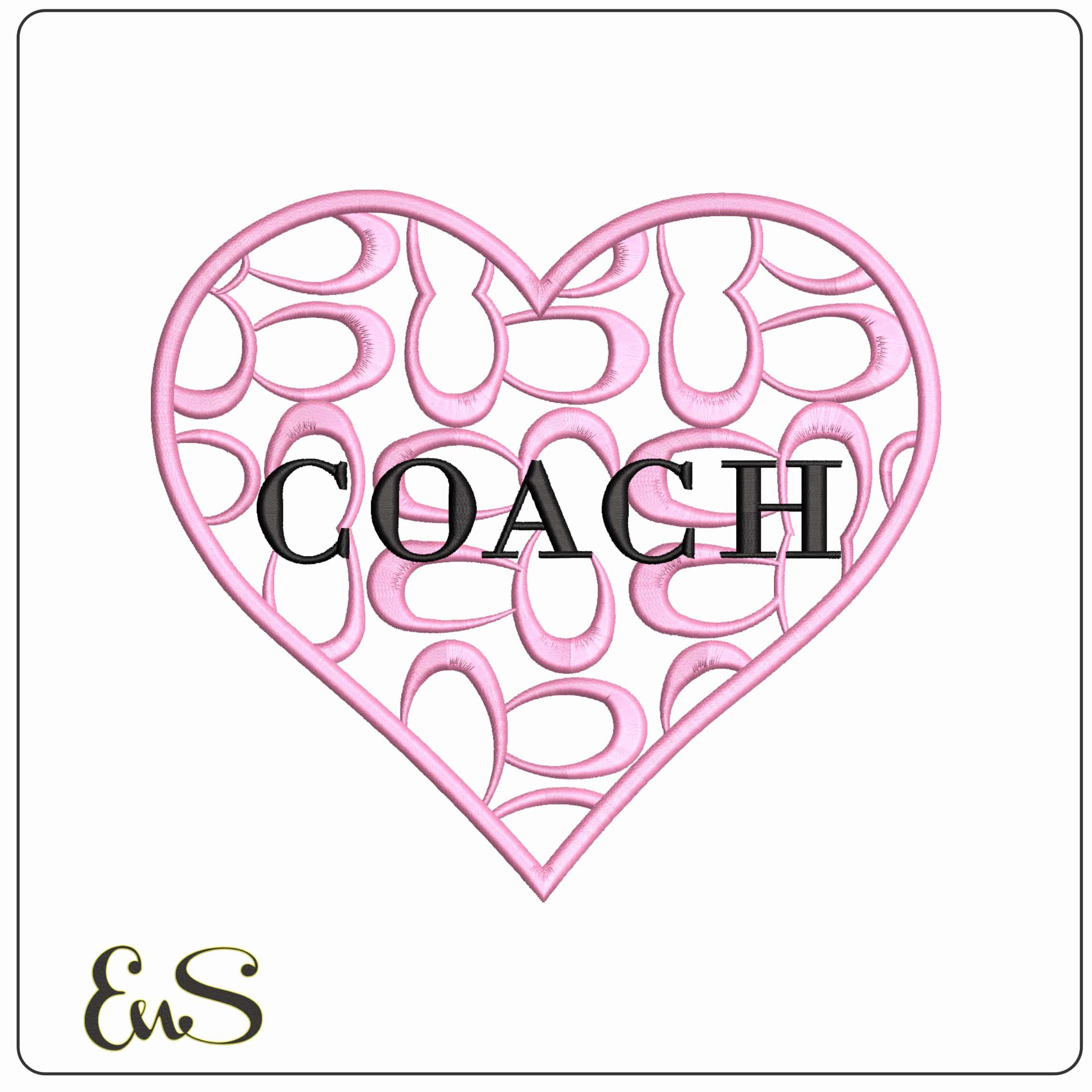 Pink Coach Heart   - Elegant embroidery design file-instant download