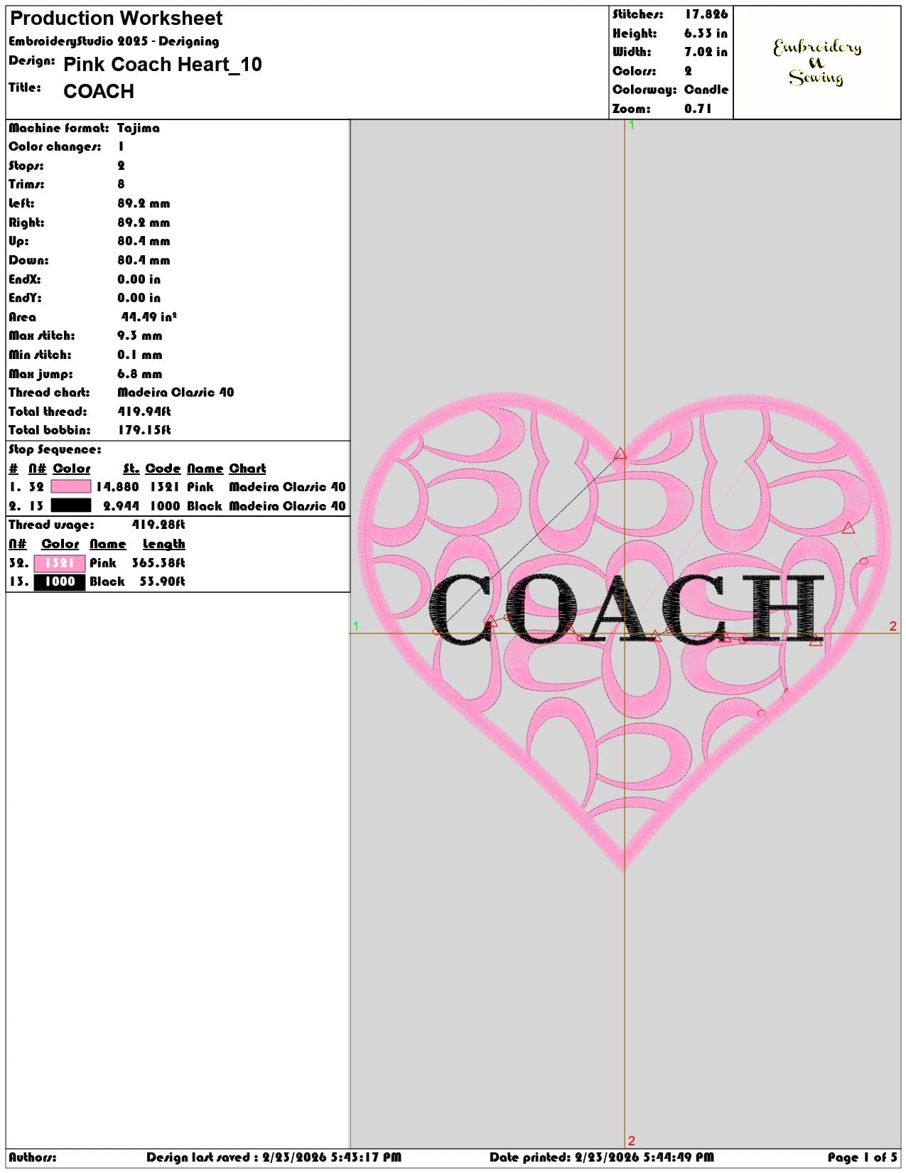 Pink Coach Heart   - Elegant embroidery design file-instant download — view 3