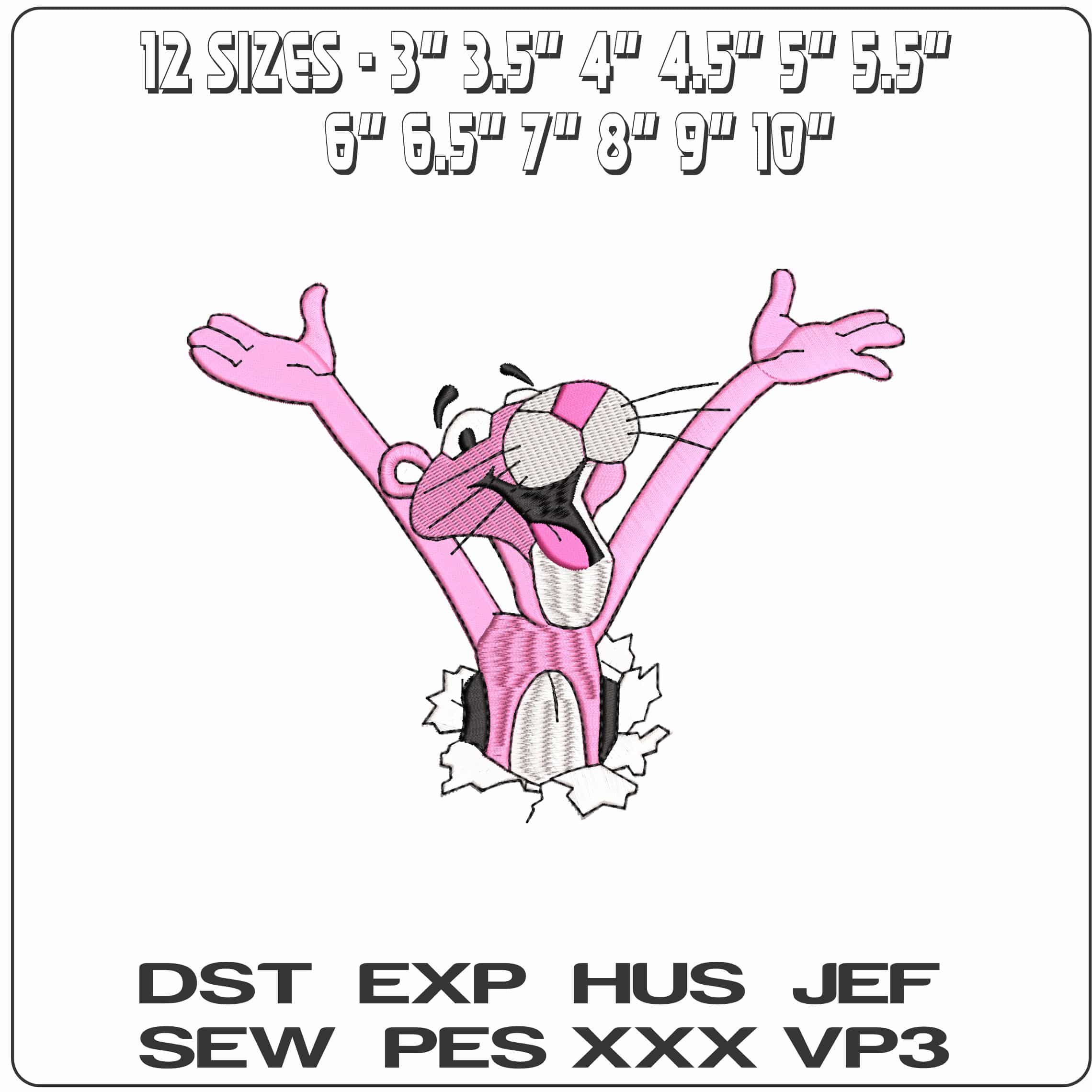 Pink panther exploding from Paper   - Elegant embroidery design file-instant download — view 2