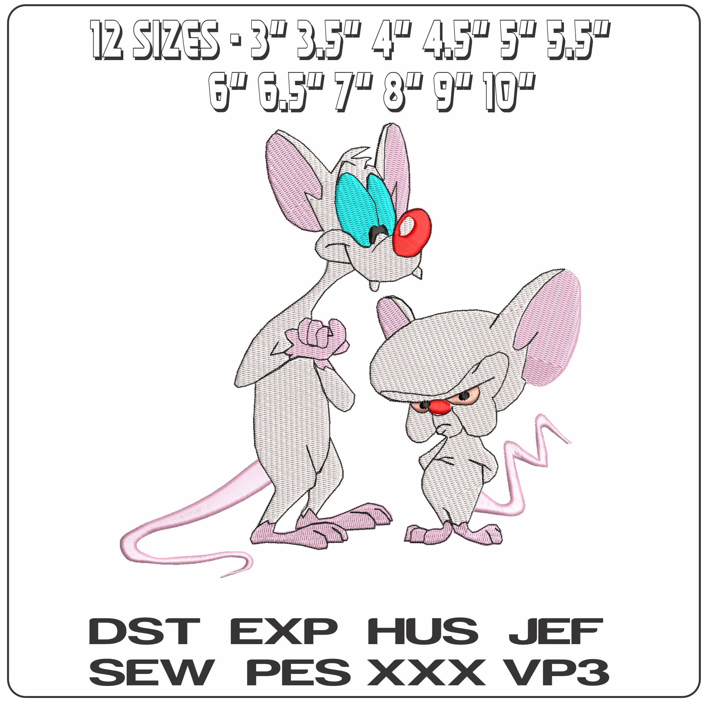 Pinky Brain Mouse Pinky and the Brain Cartoon   - Elegant embroidery design file-instant download — view 2
