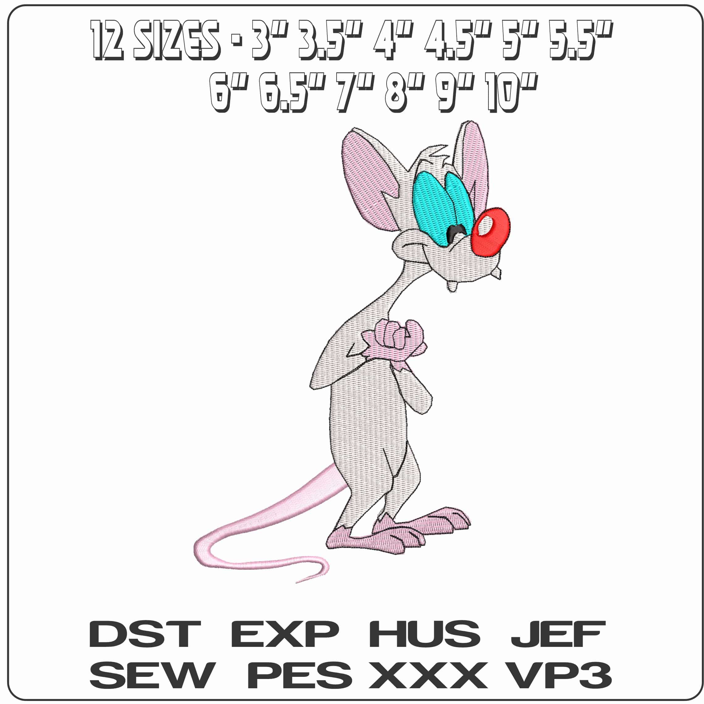 Pinky Mouse Pinky and the Brain Cartoon   - Elegant embroidery design file-instant download — view 2