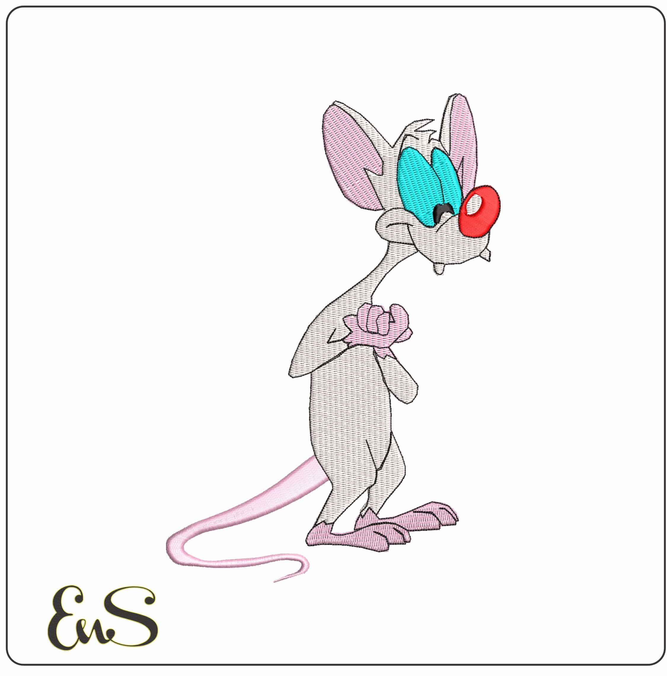 Pinky Mouse Pinky and the Brain Cartoon   - Elegant embroidery design file-instant download