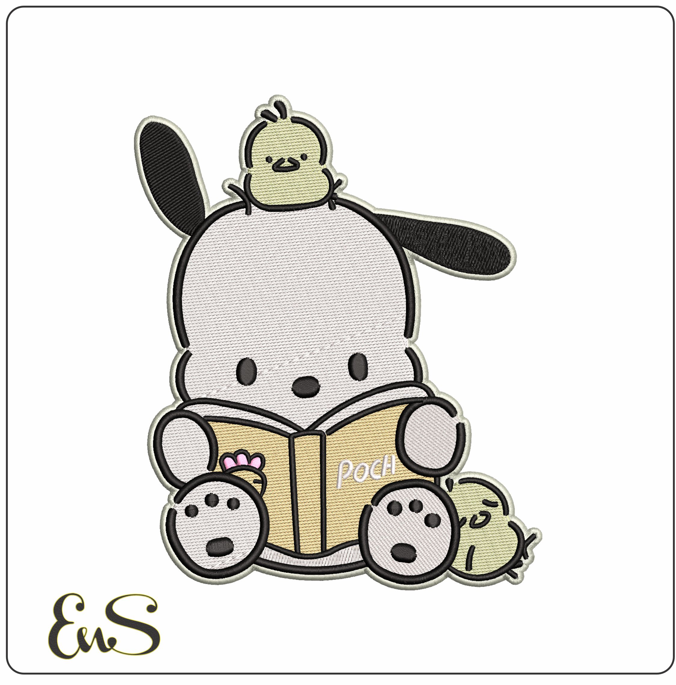 Pochacco reading a Book   - Elegant embroidery design file-instant download