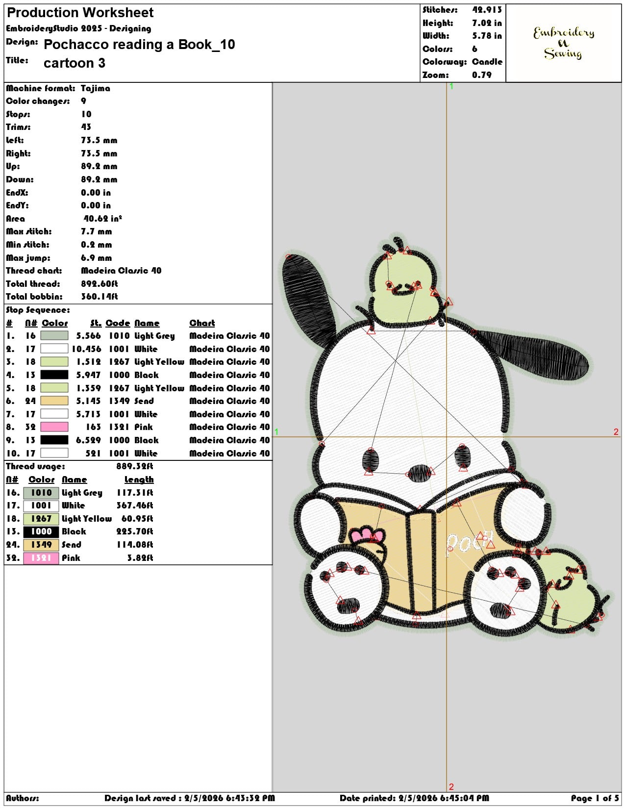 Pochacco reading a Book   - Elegant embroidery design file-instant download — view 3