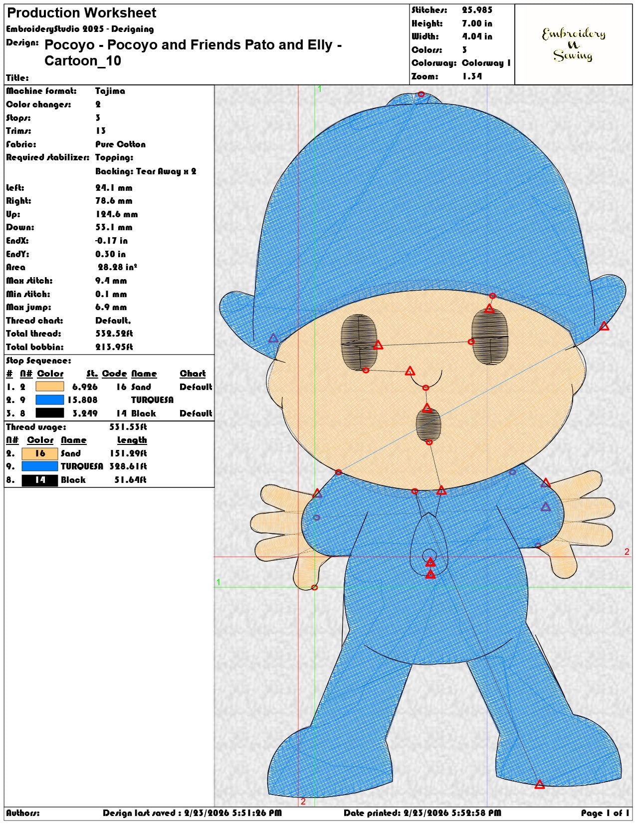 Pocoyo Pocoyo and Friends Pato and Elly Cartoon   - Elegant embroidery design file-instant download — view 3