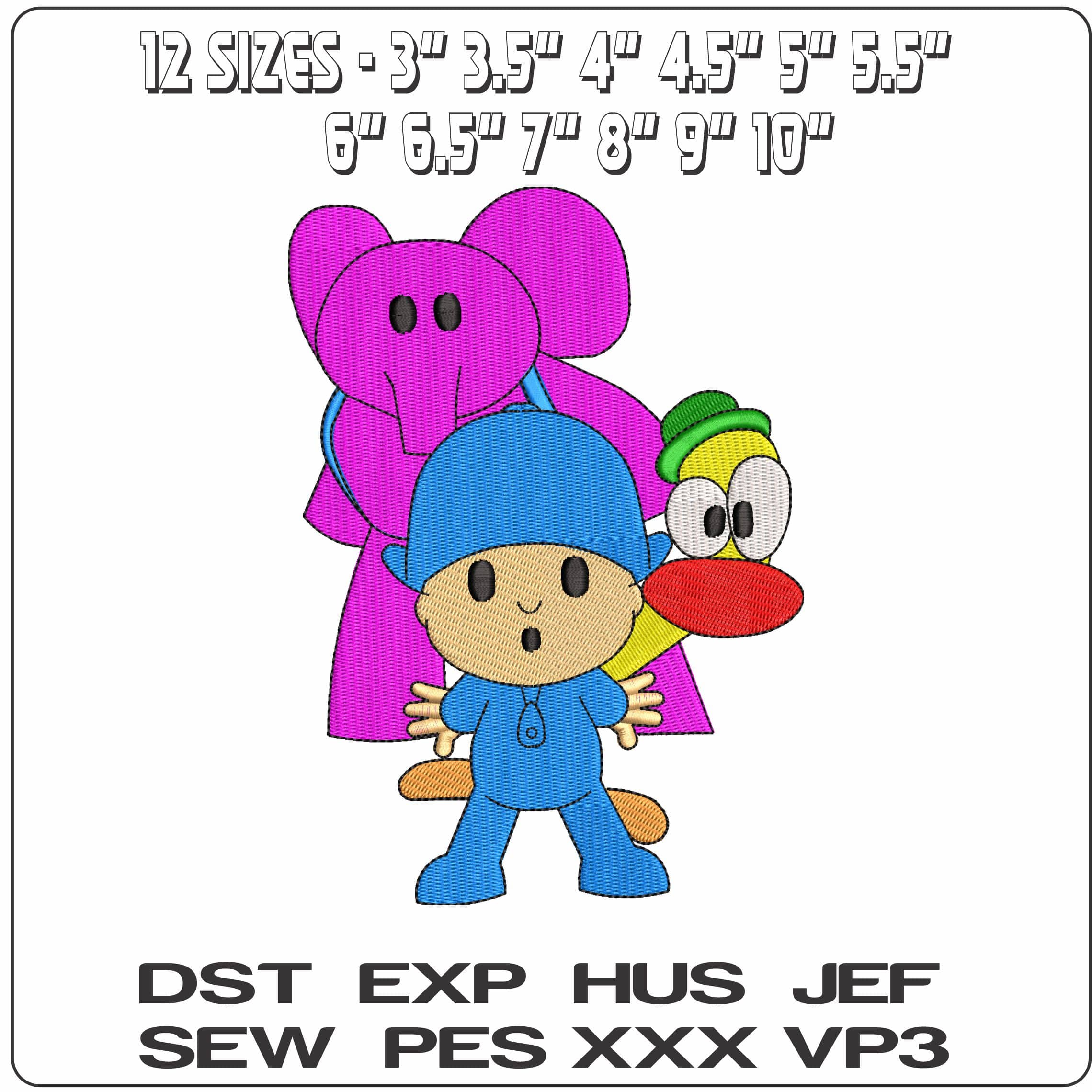 Pocoyo and Friends Pato and Elly Cartoon   - Elegant embroidery design file-instant download — view 2